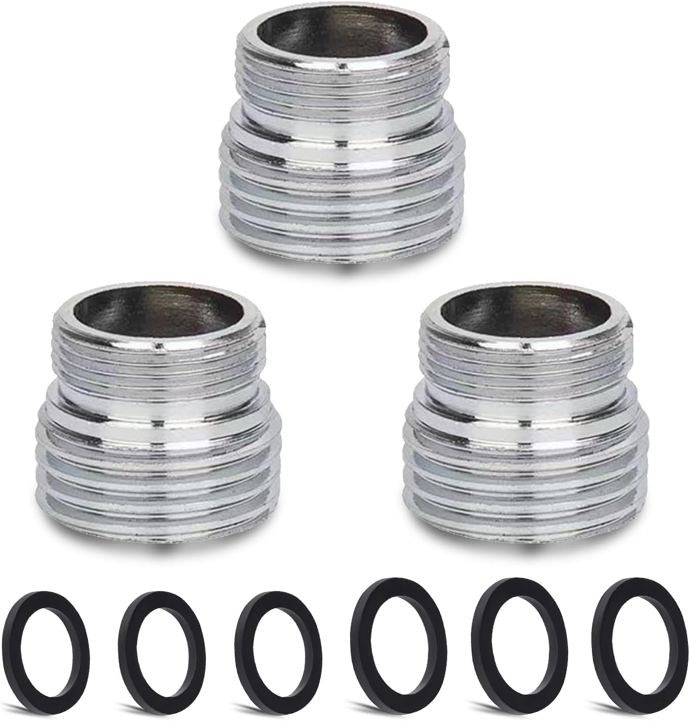 Zestaw adapterów do kranu, 3 sztuki - M20mm do M18mm, do perlatora kuchennego i węża ogrodowego