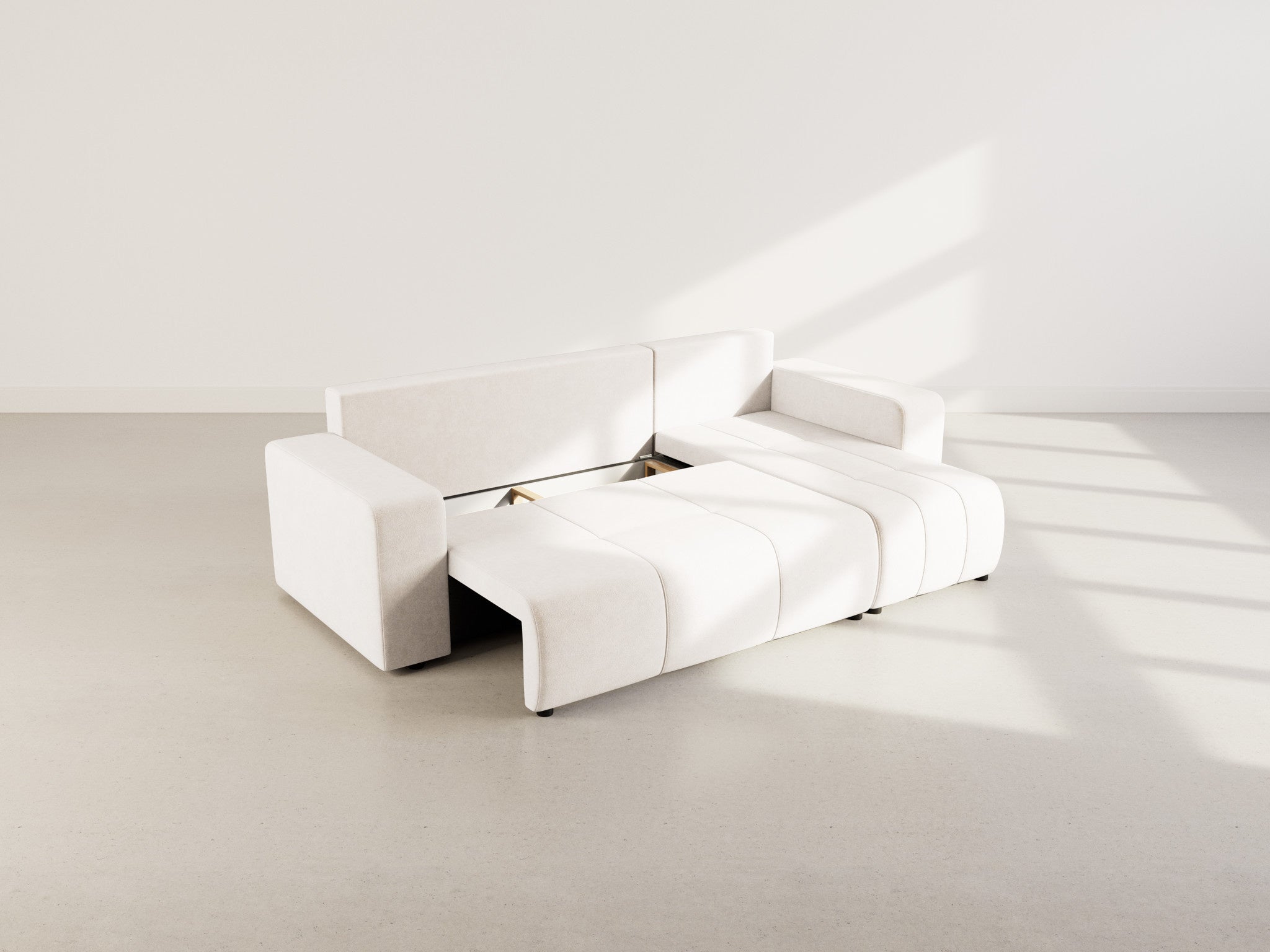 Canapé d'angle convertible 4 places en tissu beige - NICOLE - Best Mobilier - 4