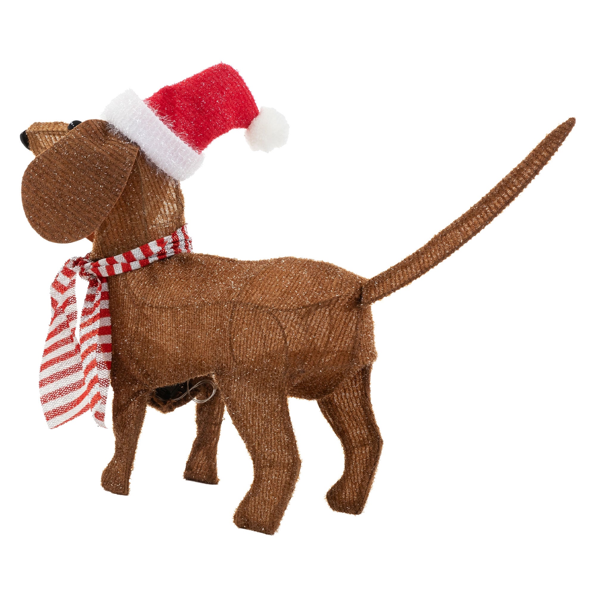 Cachorro marrom com chapéu de Natal. 40 LEDs. - 4
