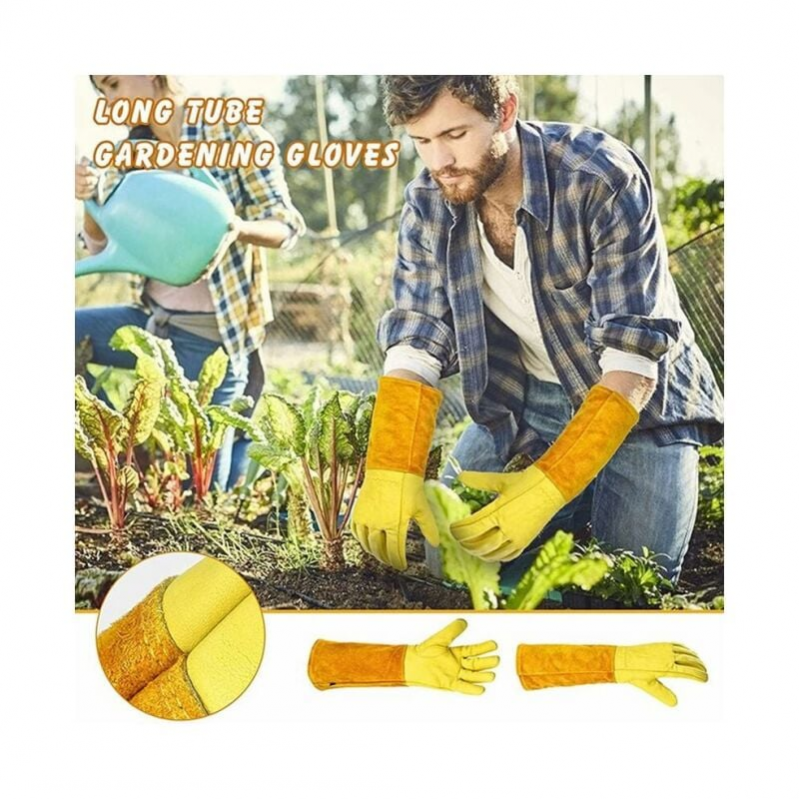 Paire de Gants de Jardinage Protection Cuir Gants de Jardinage pour les Épines et Ronces et Gants de Travail，L - 2