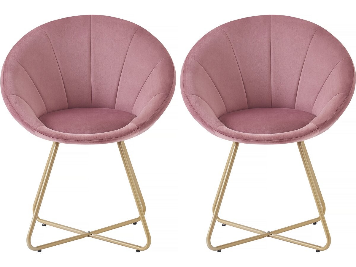 Lot de 2 chaises de salle manger en velours "Rosalie" - Rose | Leroy Merlin