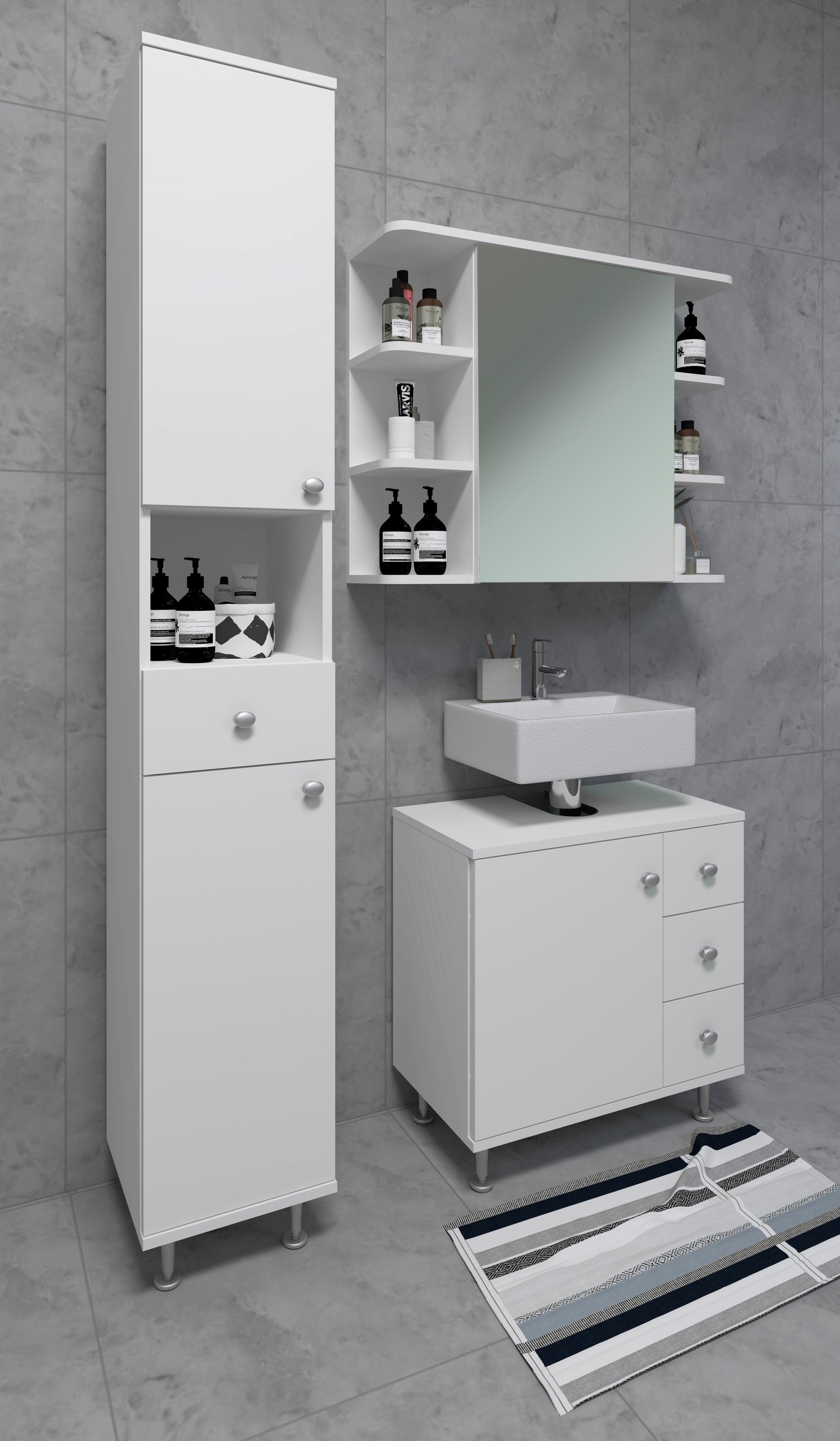 VCM Colonne de salle de bain Nilosi Blanc H. 185 x B. 30 x T. 31 cm - 4