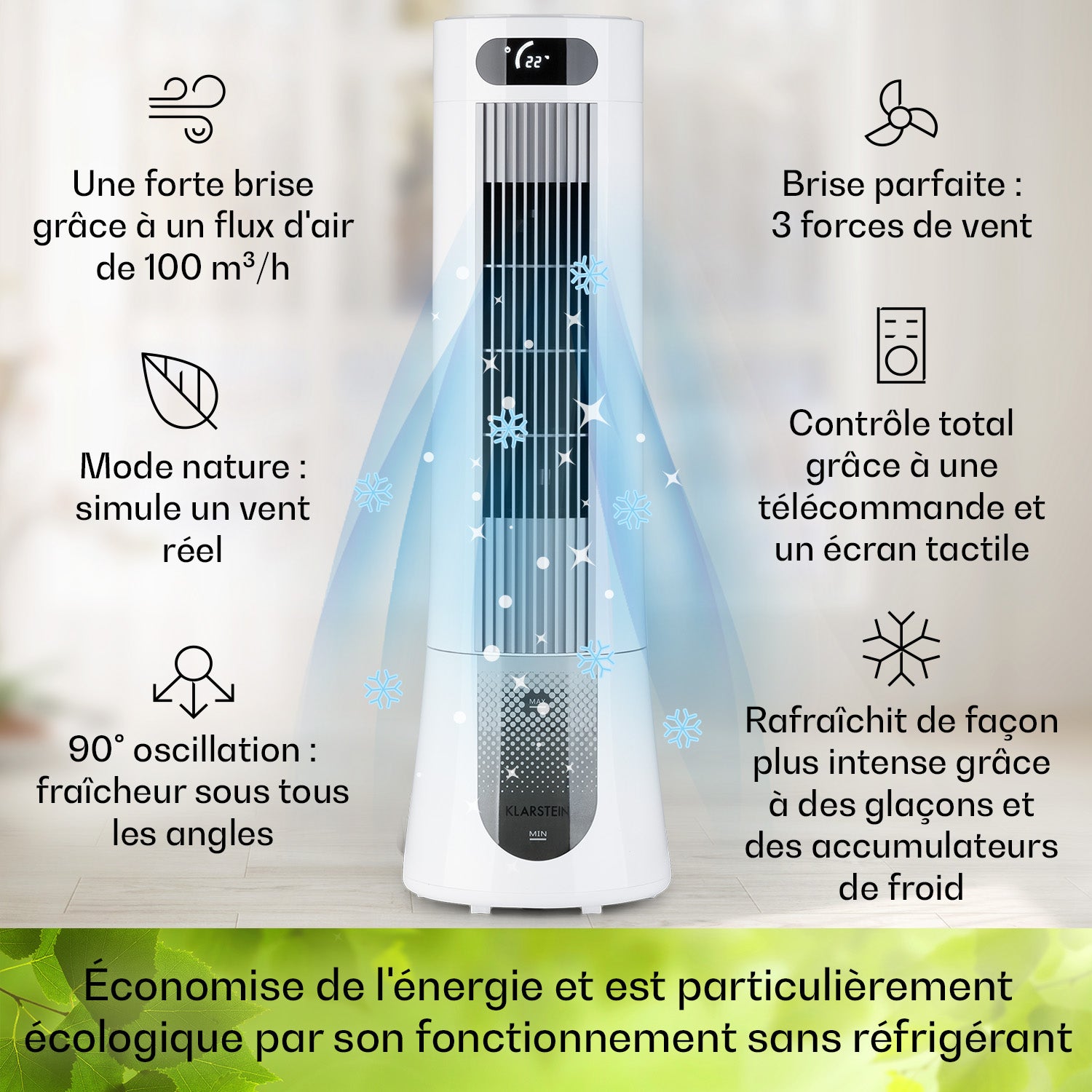 Rafraîchisseur d'air - Klarstein - silencieux - Ventilateur humidificateur d'air - 7 L - refroidisseur d'air - Blanc - 3