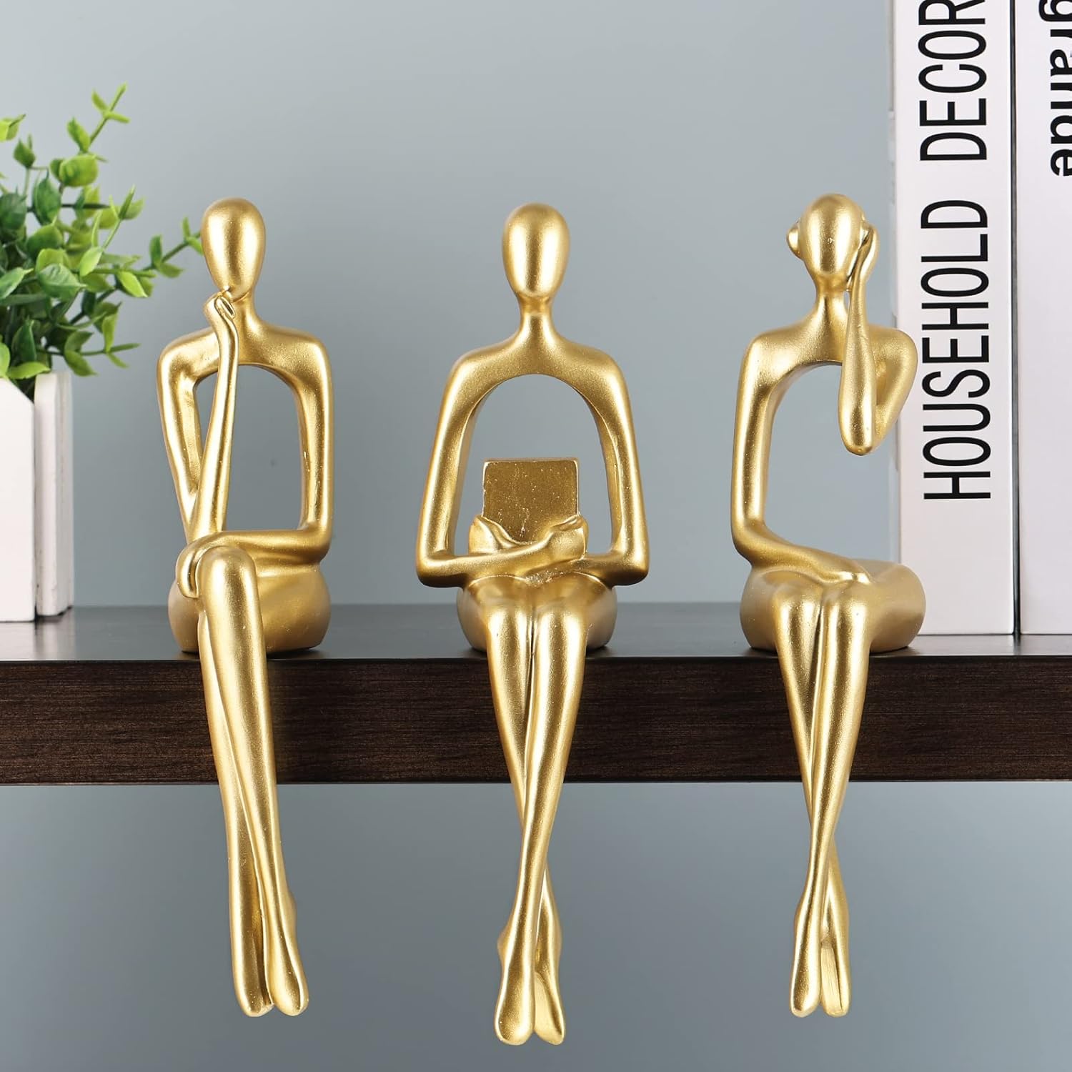 Figurine Femme Lisant En Résine – Décoration Abstraite Pour Étagère, Bureau, Maison (17x12 Cm)