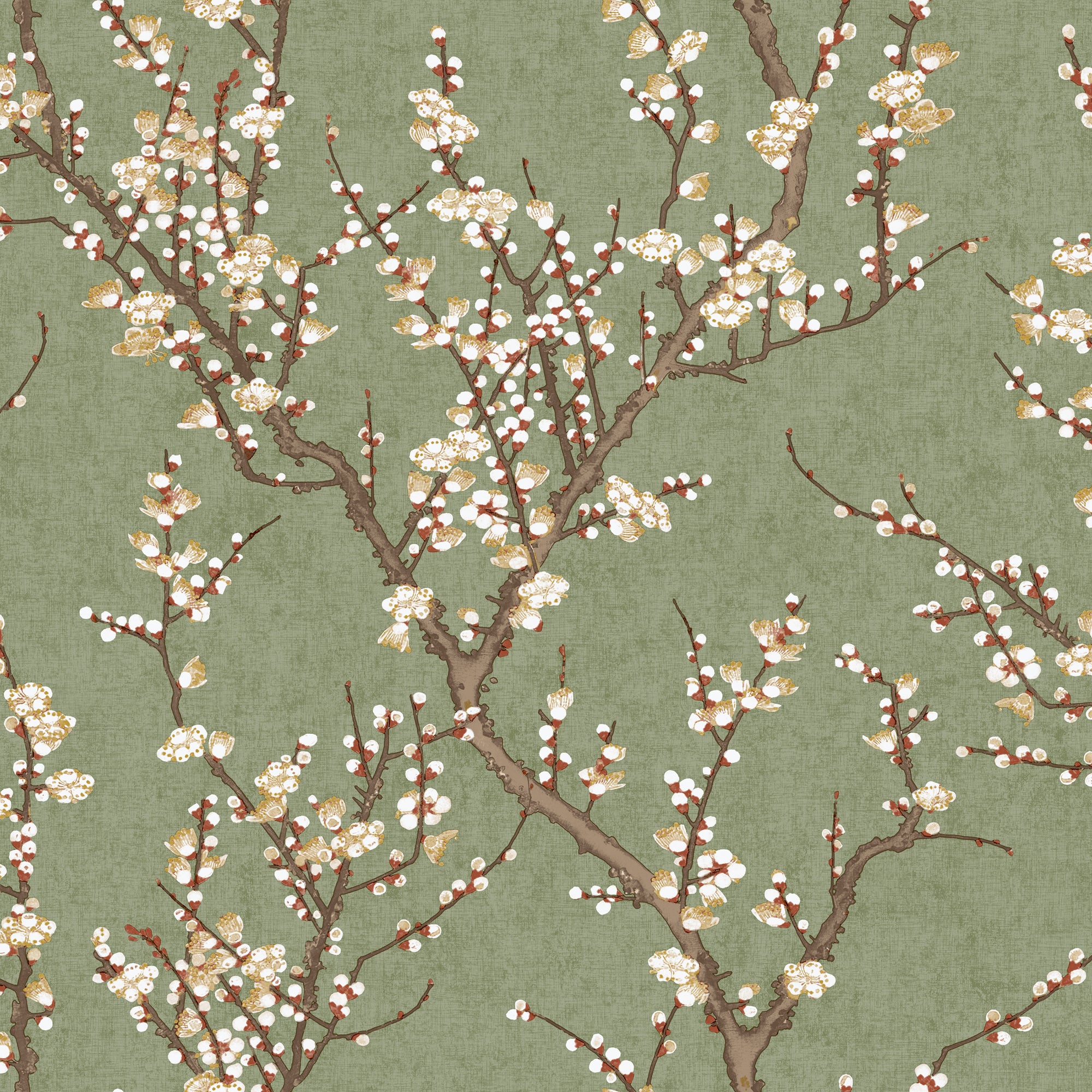 Carta da parati fiori verde oliva grigiastro e bianco - 53 cm x 10 m - Sanders & Sanders - 7