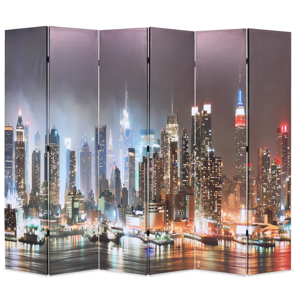 Paravento Pieghevole VidaXL New York | 228x170 Cm - Bianco/Nero | Separ&egrave; In Legno E Tela Con Stampa