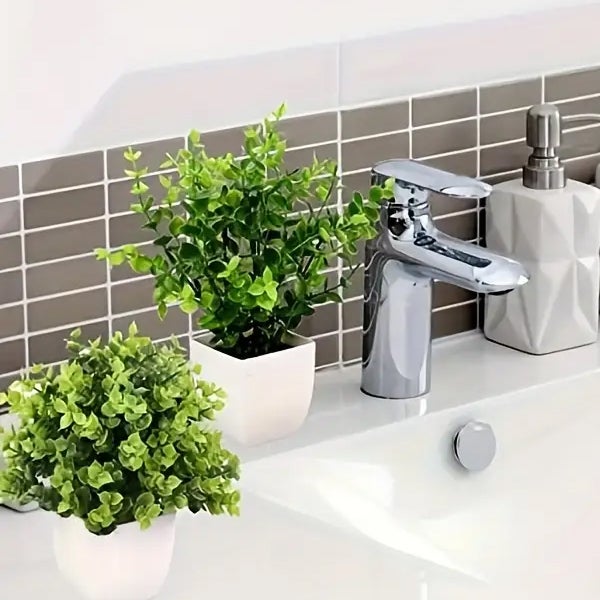 6Pcs Plantas artificiais de lavanda em vasos - Decoração de mesa/mesa com recipiente, plantas verdes de plástico duráveis, sem manutenção - 6
