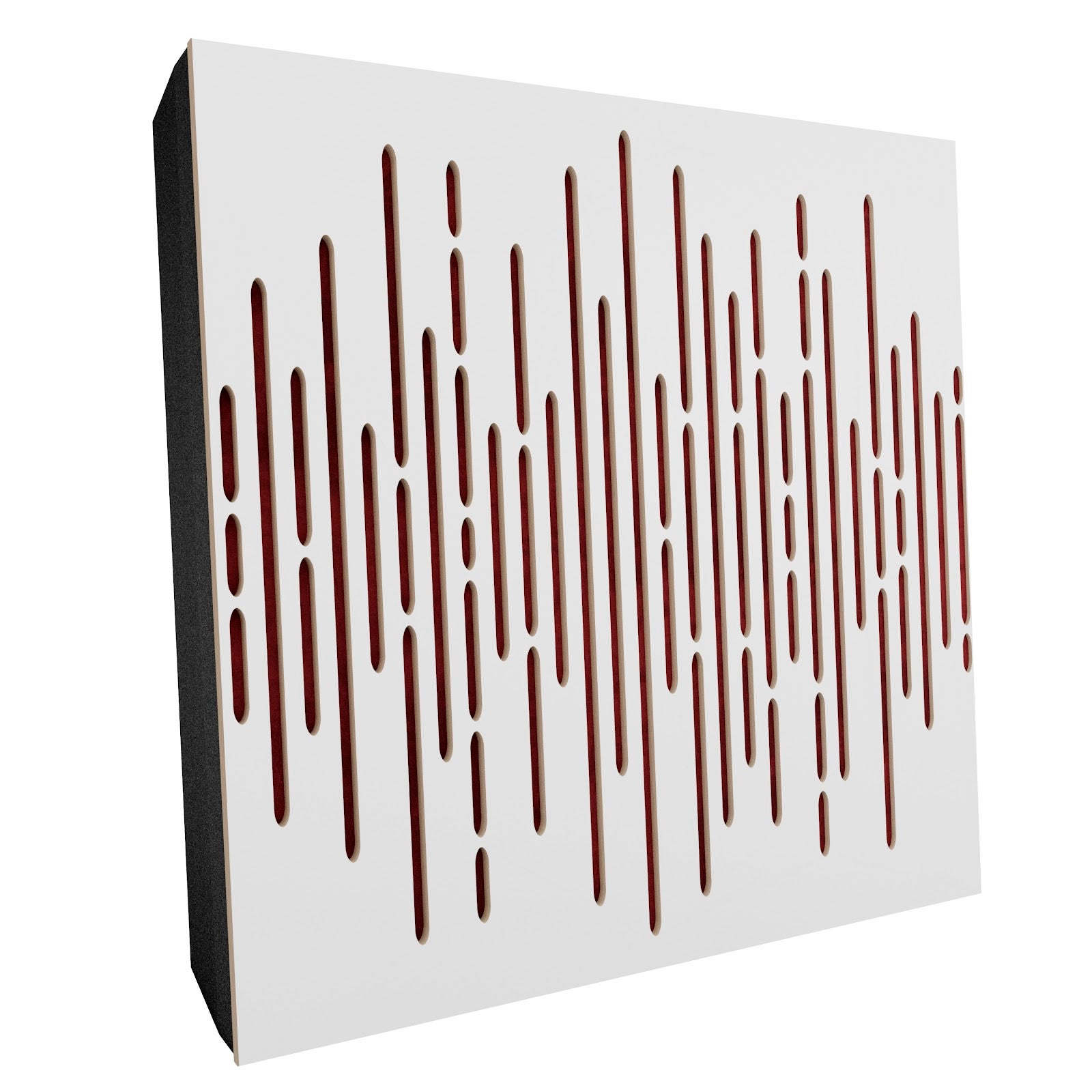 Lot de 2 Panneaux acoustiques WAVE-F décoratifs insonorisants 50x50x5 cm - MDF perforé laminé, tissu et mousse acoustique -Blanc+Bordeaux - 2