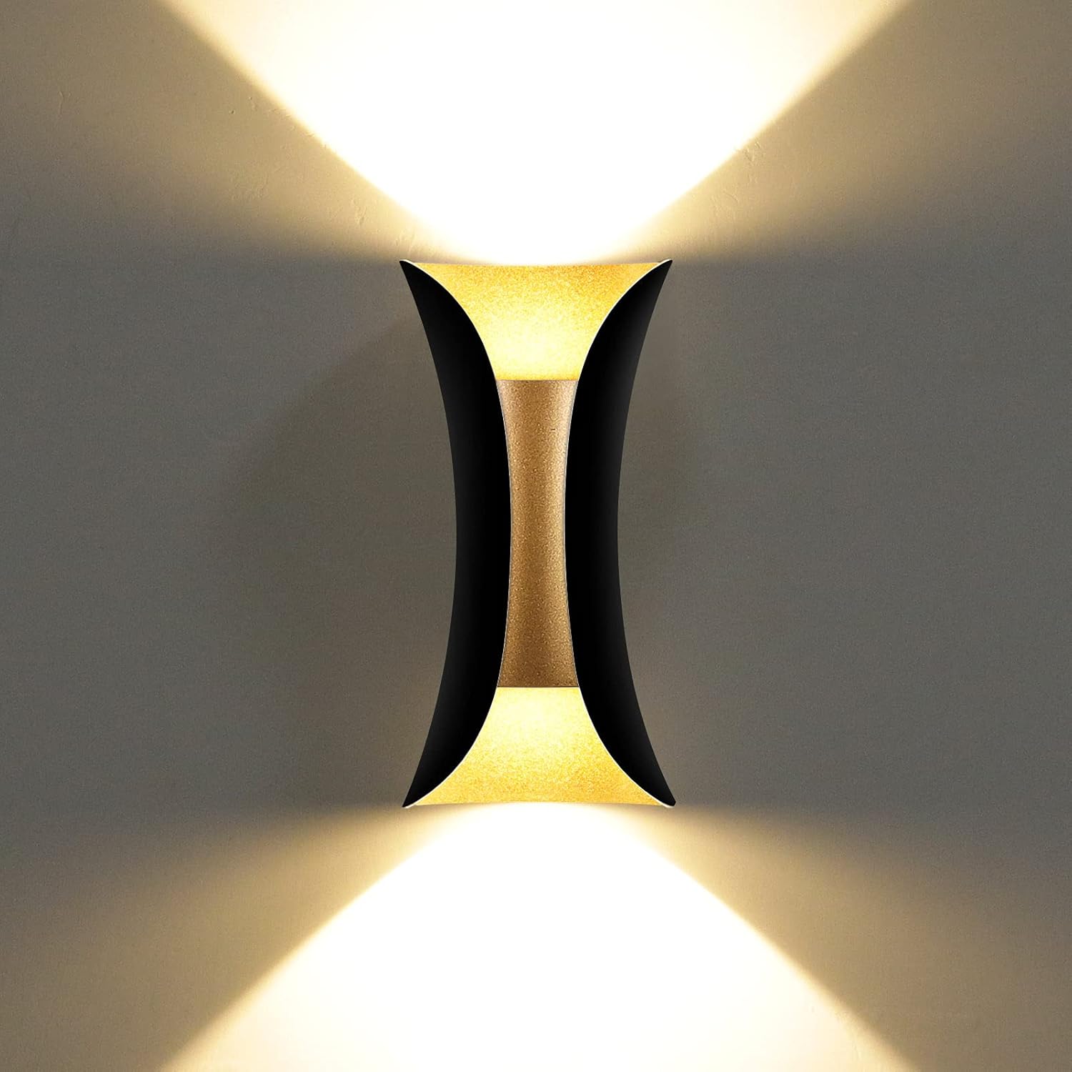 Nowoczesna, kreatywna lampa ścienna LED, 10 W, wodoodporna IP65, aluminiowa, do użytku wewnątrz i na zewnątrz, 3000 K, czarno-złota