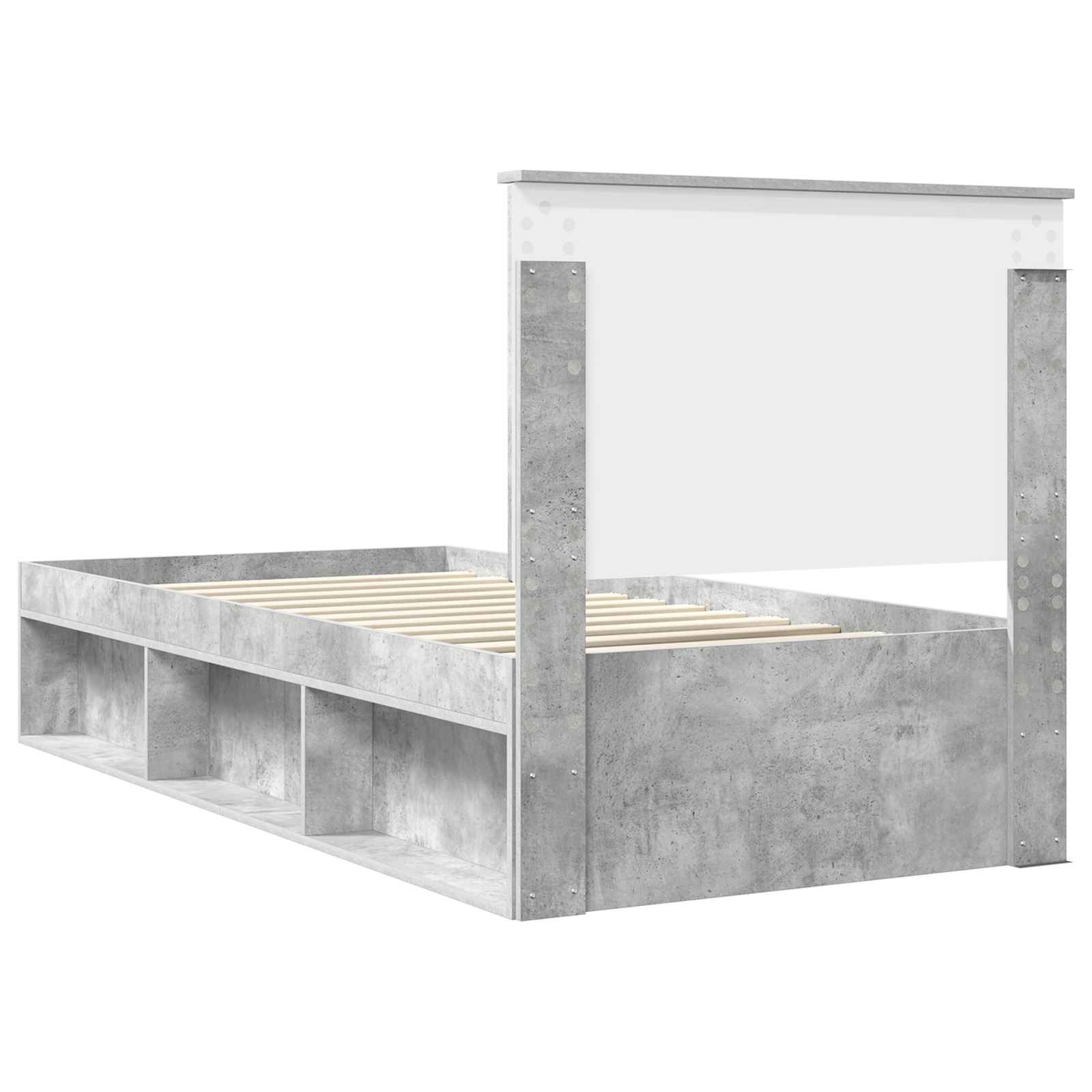Cadre de lit gris béton 90 x 190 cm pin massif - 9