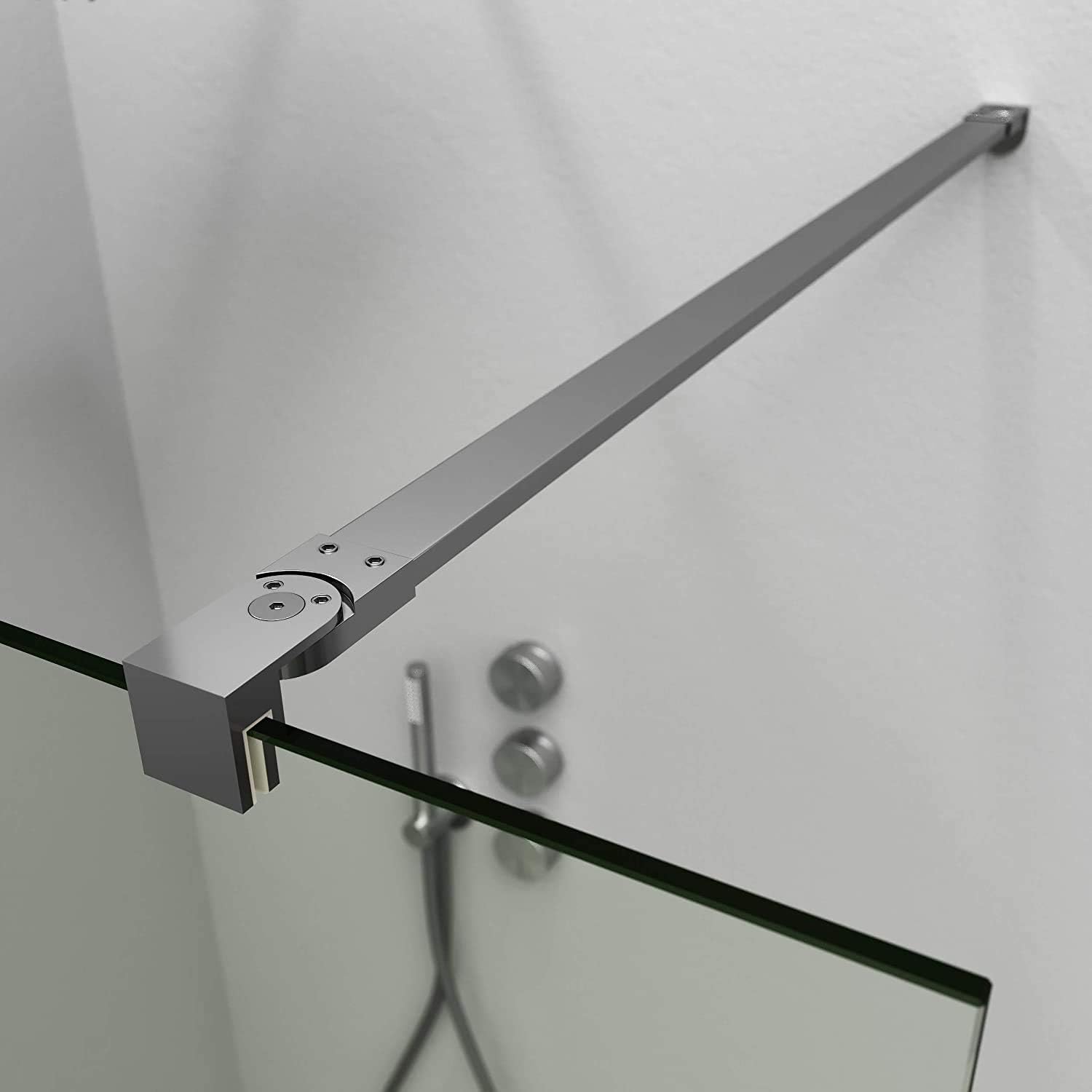 Mampara de ducha fija 90 cm transparente cromo antical 8mm 200 cm alto - 5