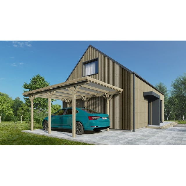 Carport, abri de voiture 3.04x5.12 m - 15.57 m2 - couverture PVC&nbsp; - CAR16PVCTR - ALTANKA