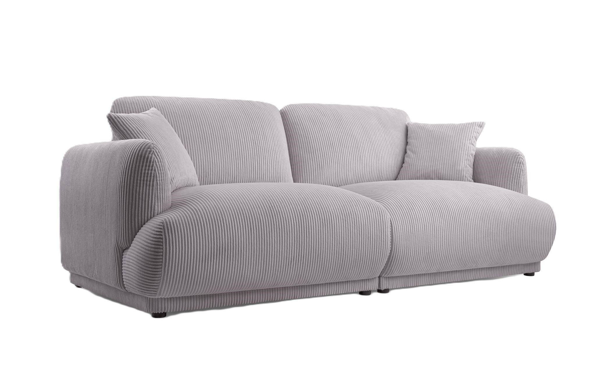 Elegancka Sofa LOCCO 2-osobowa w Szarej Tkaninie Sztruksowej – Nowoczesny Styl i Komfort
