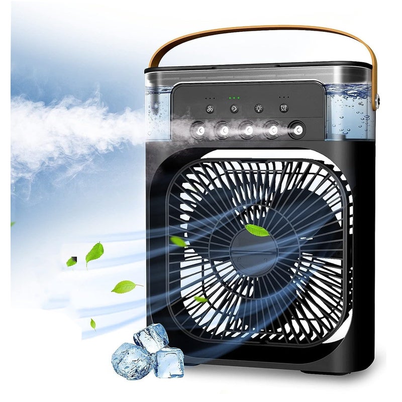 Przenośny klimatyzator, wentylator, nawilżacz powietrza, mała chłodziarka powietrza z 3 prędkościami do domu i podróży, czarny