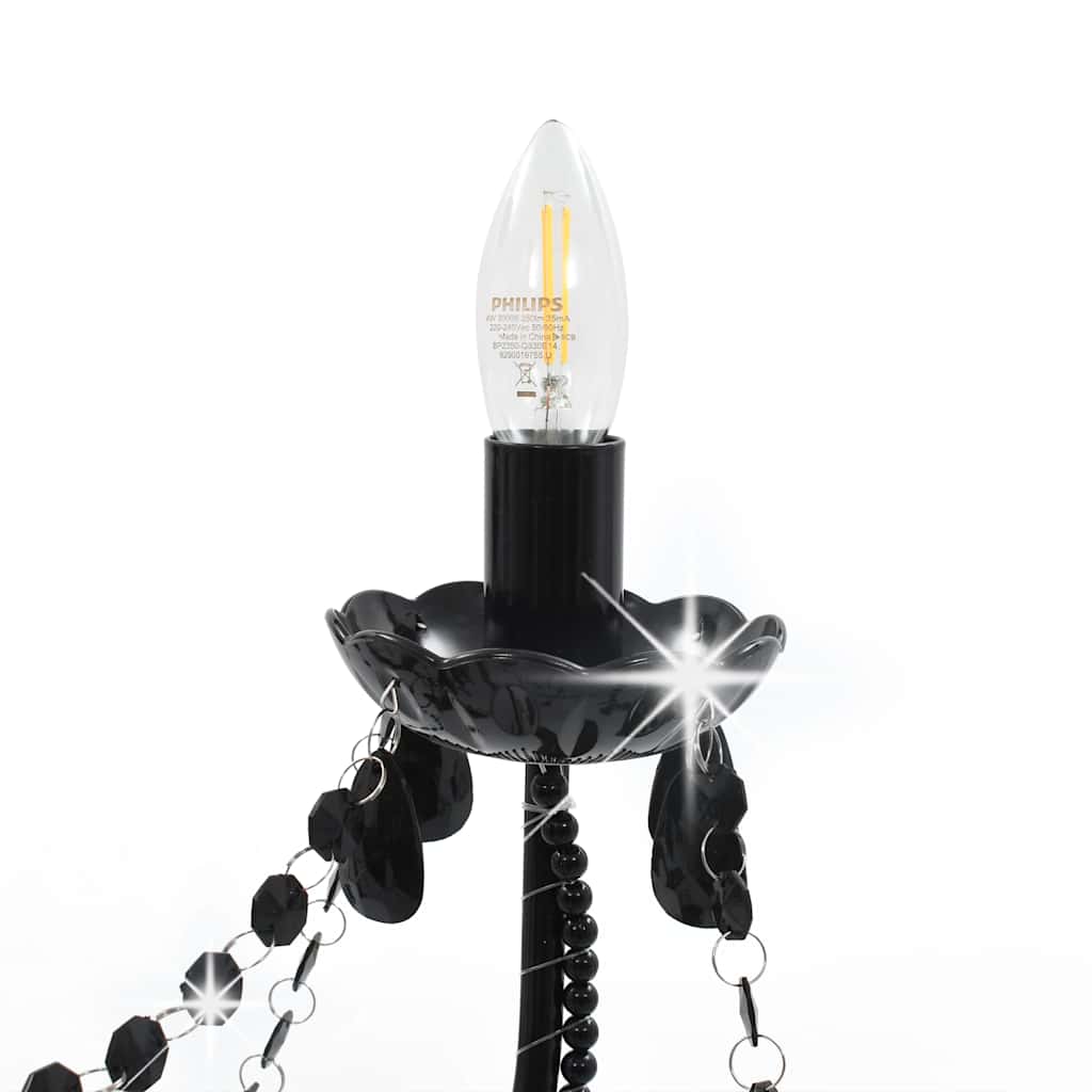 vidaXL Lustre à perles Noir 8 ampoules E14 - 5