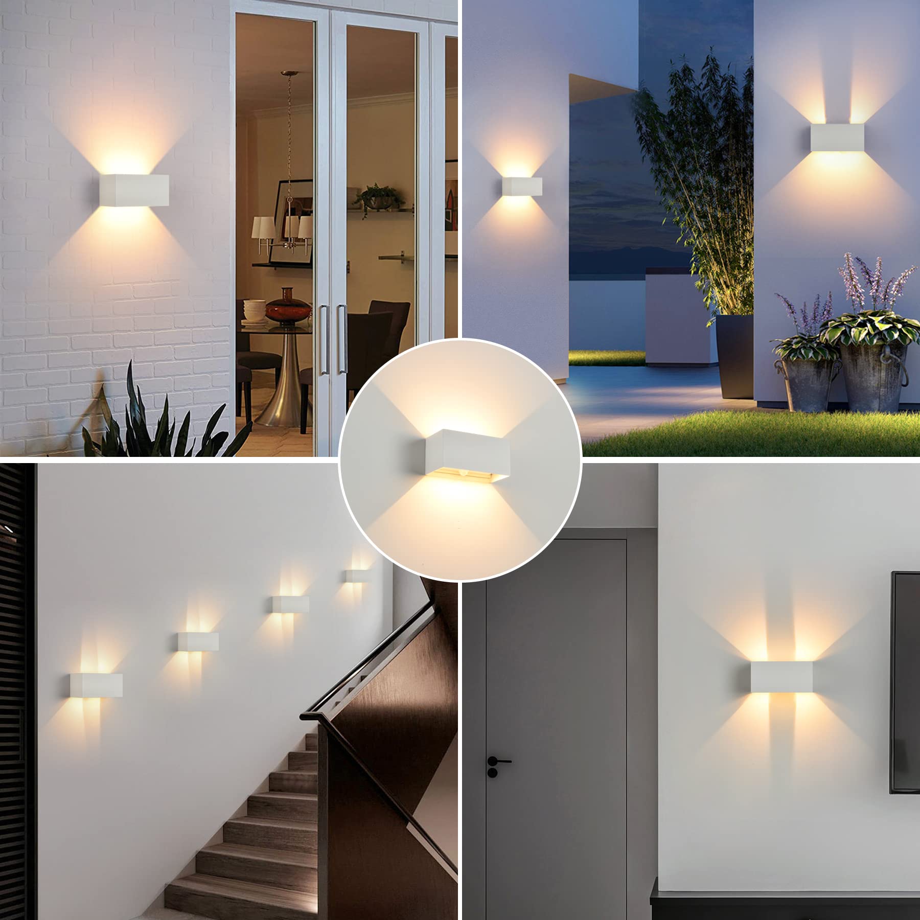 Applique murale LED d'intérieur/extérieur avec détecteur de mouvement, 24 W, applique murale étanche IP65, éclairage mural blanc chaud 3000 K - 4