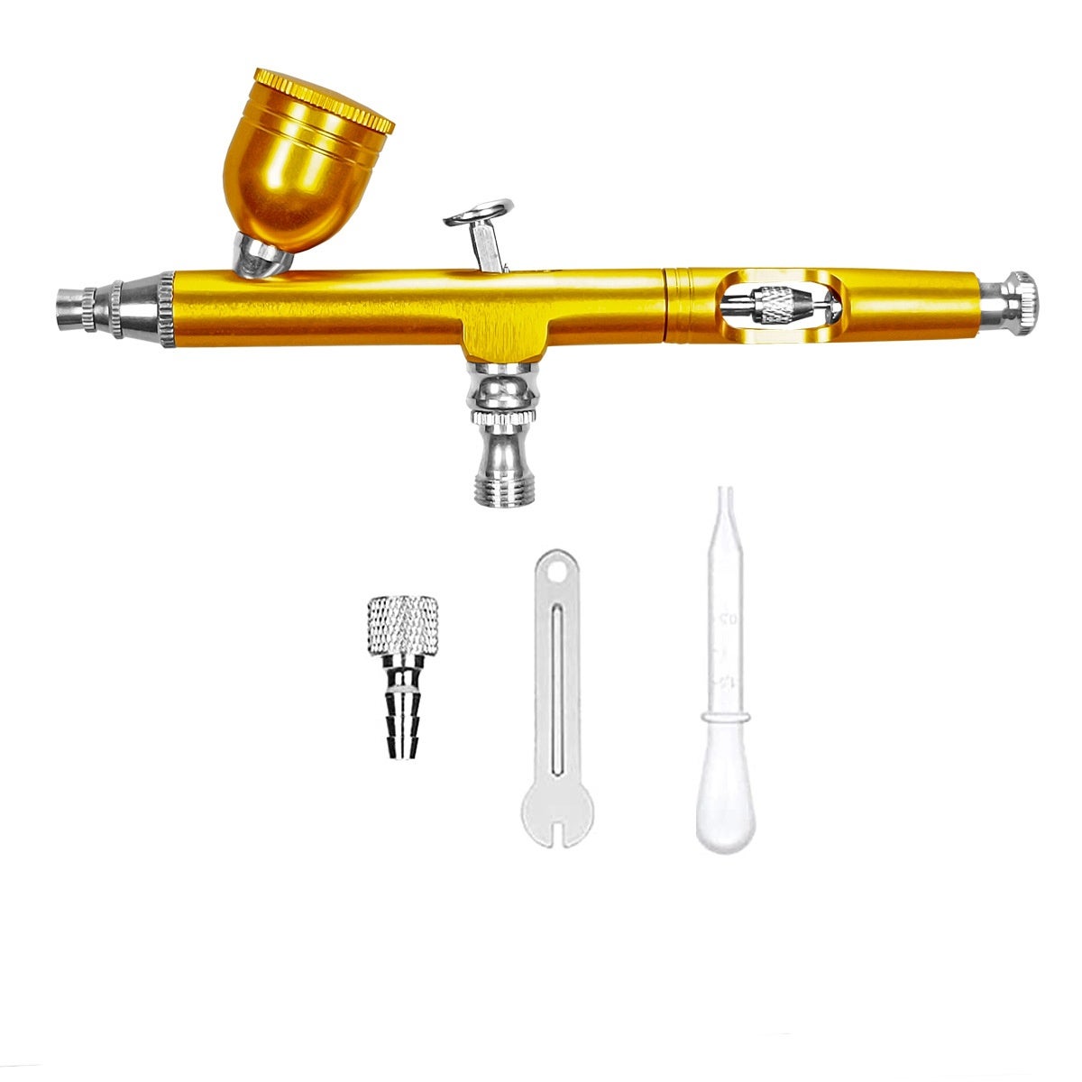 Pistolet aerografowy dwufunkcyjny, grawitacyjny z dyszą 0,3 mm, pędzelki do dekorowania ciast, manicure i paznokci, z kluczem i słomką