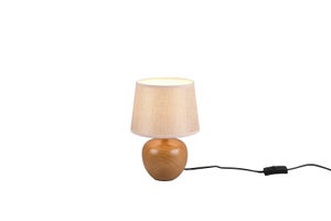 Lampada Da Tavolo Reality Luci - Design Elegante, Base Effetto Legno, Paralume Beige, 1xE14 - Foto 6
