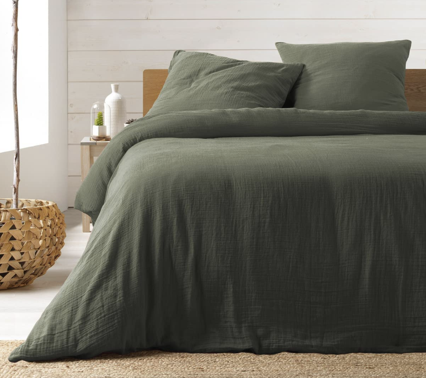 Ropa de cama de gasa de algodón caqui 240 x 260 cm