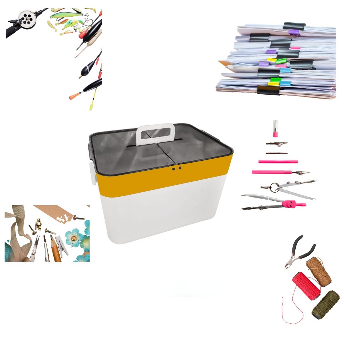 Scatola contenitore in plastica multiuso organizer box contenitore riporre cosmetici scrivania cucina medicinali Maka 18x27x21 Arancio - 9