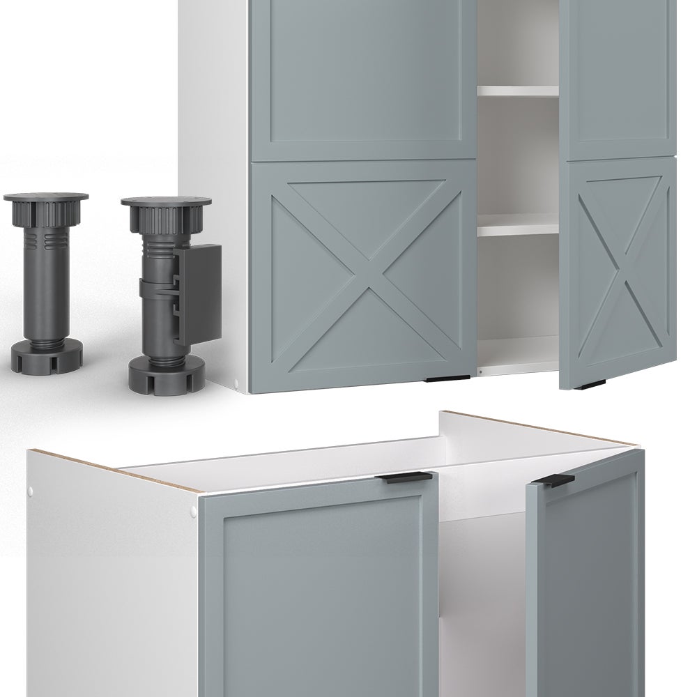 Vicco Cuisine Fame-Line, Bleu clair-gris/blanc, 240cm , PT Anthracite - 7