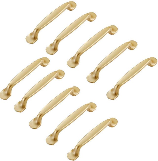 Poignées De Meuble Cuisine Dorées MARGUERASW - Lot De 10 Entraxe 96mm Alliage Zinc 861163