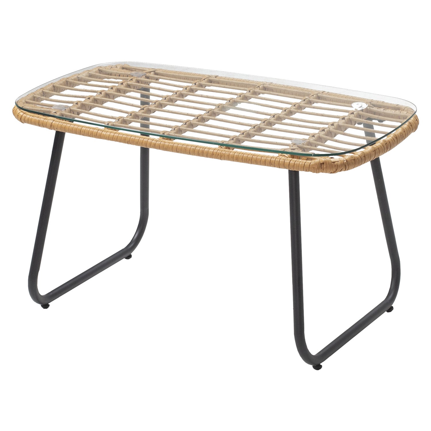 Zestaw mebli ogrodowych TIGA z plecionej żywicy, 4-osobowy - kremowe poduszki - 8