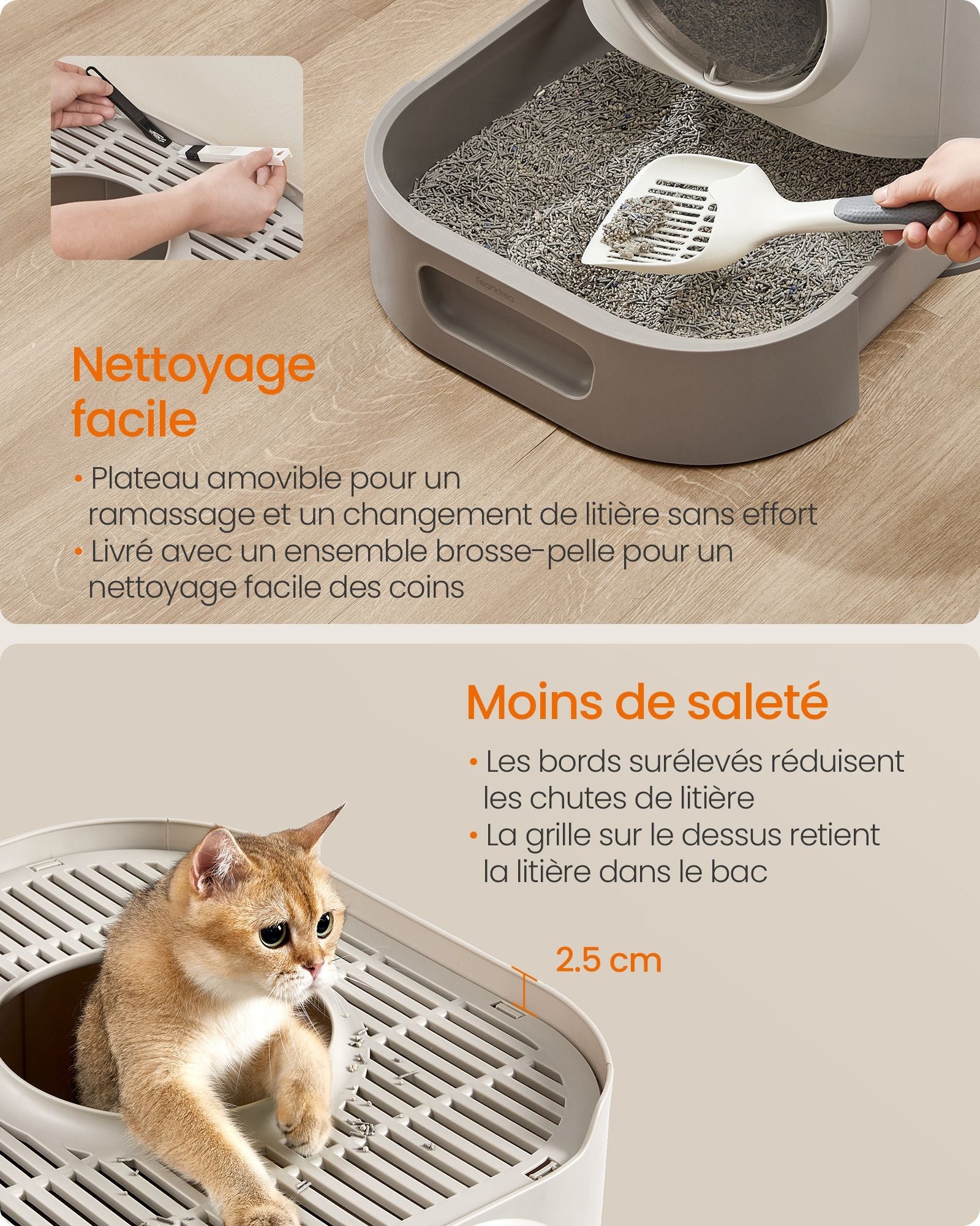 Lettiera XXL per gatti con coperchio vassoio rimovibile paletta spazzola spazio per gatti di grandi dimen 12_0004052 - 4