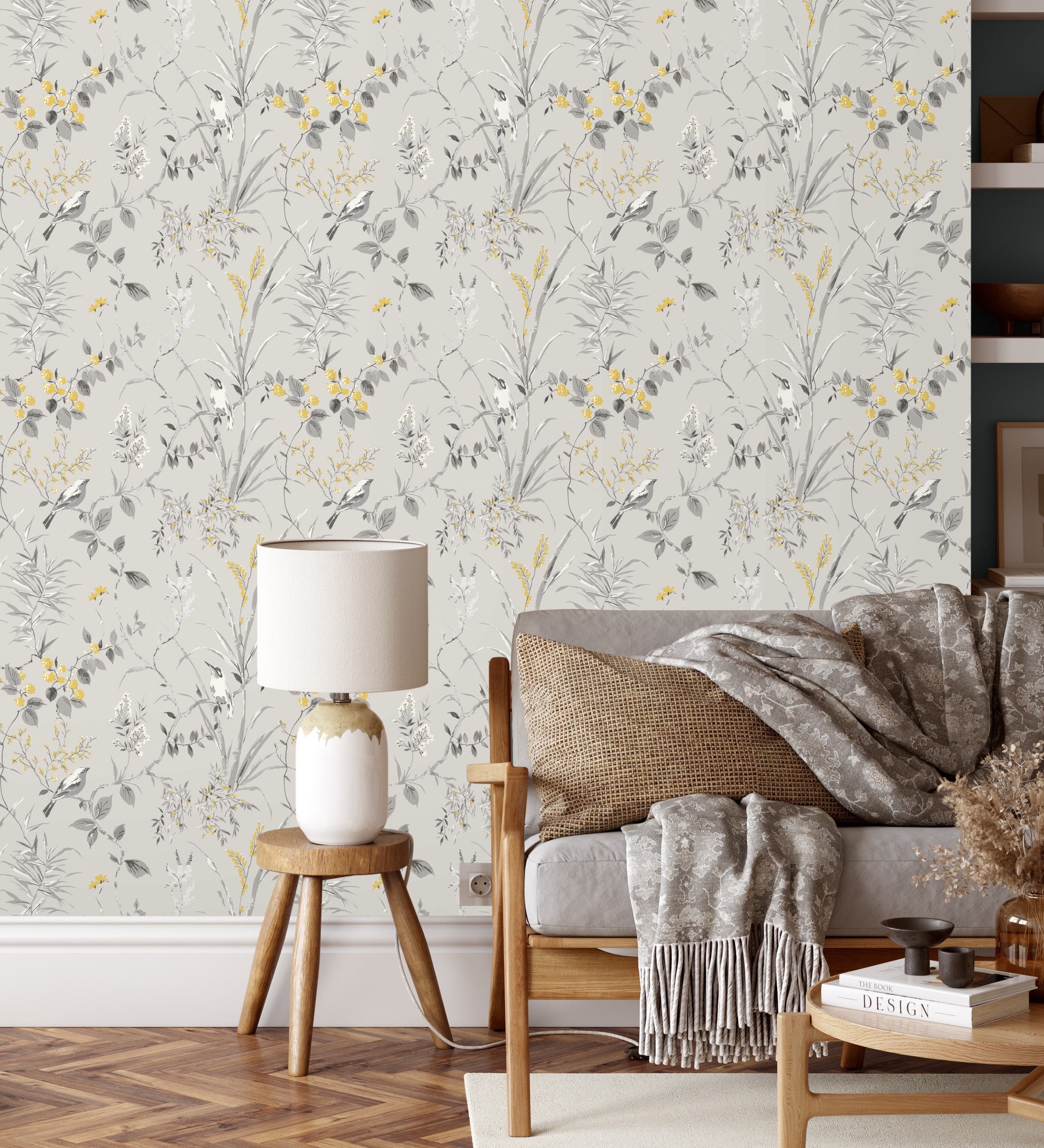 Papel pintado lavable de ramas flores y pájaros estilo romántico - Alison Garden 680927 de GAULAN - Rollo de 10 m x 0,53 m - 6