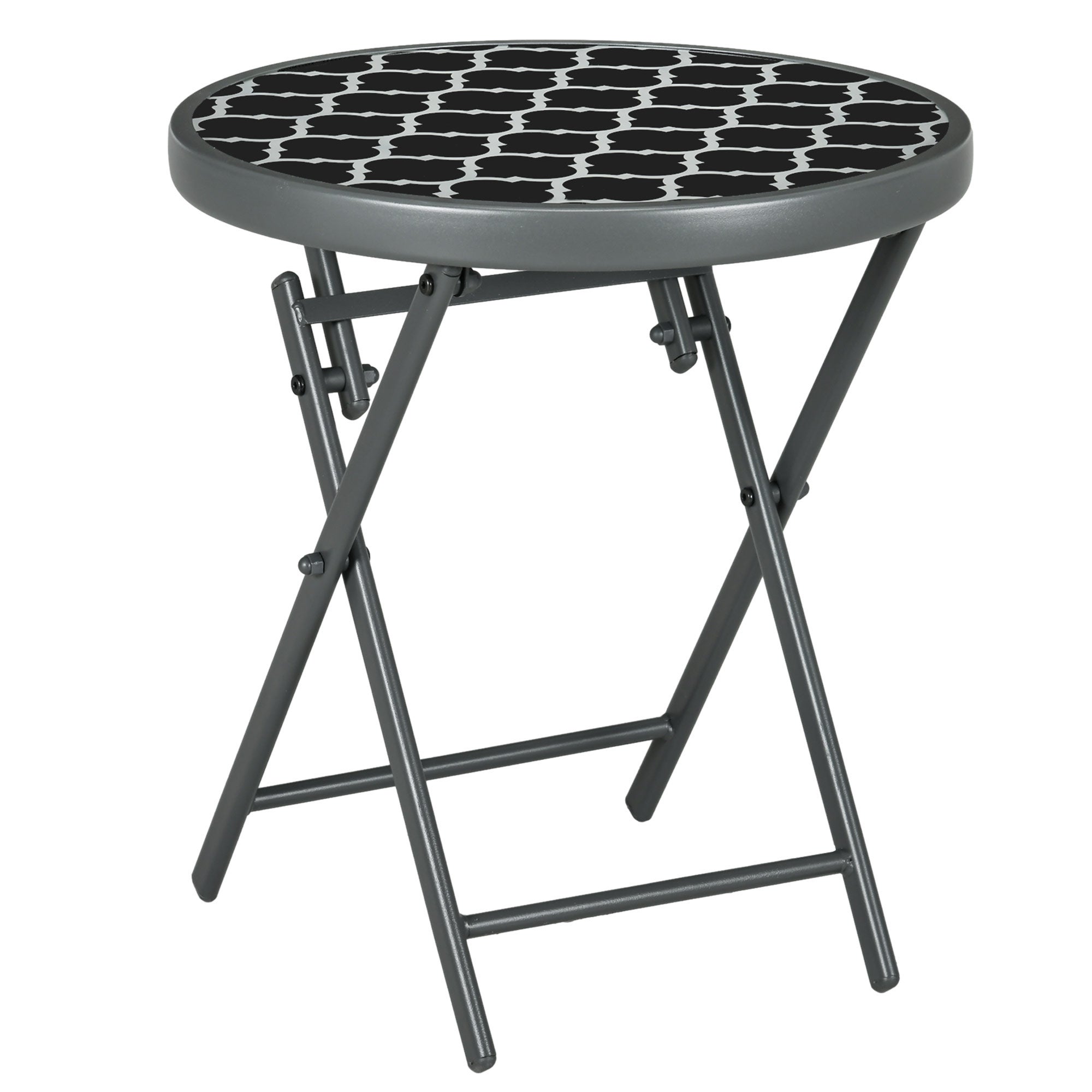 Homgoday Tavolo pieghevole da campeggio, per balcone, giardino, terrazza, balcone, 45 x 35 x 32 cm, in rattan sintetico, colore: grigio, 45 x 32 cm
