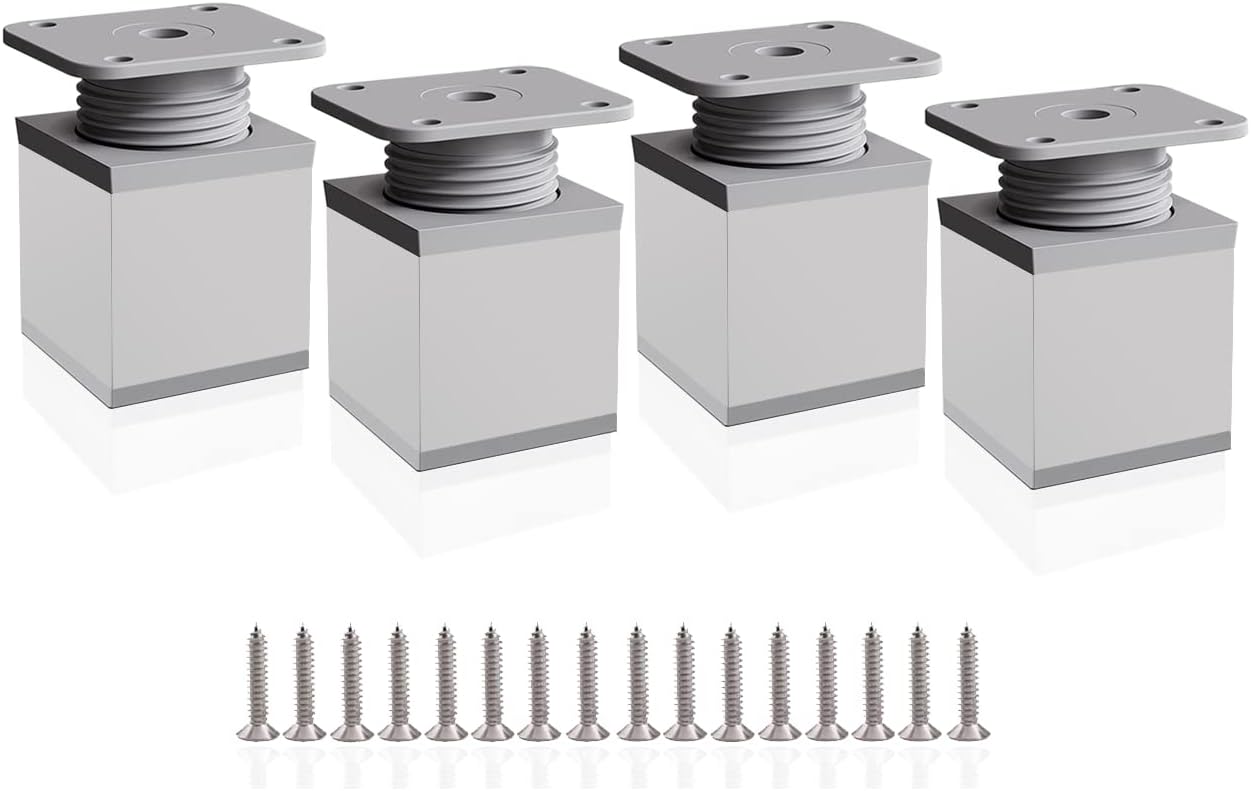 Nogi meblowe regulowane, 4 nogi do szafek, 50 mm, regulowana wysokość 0-20 mm, aluminiowe nogi stołowe do biurek, sof i mebli DIY