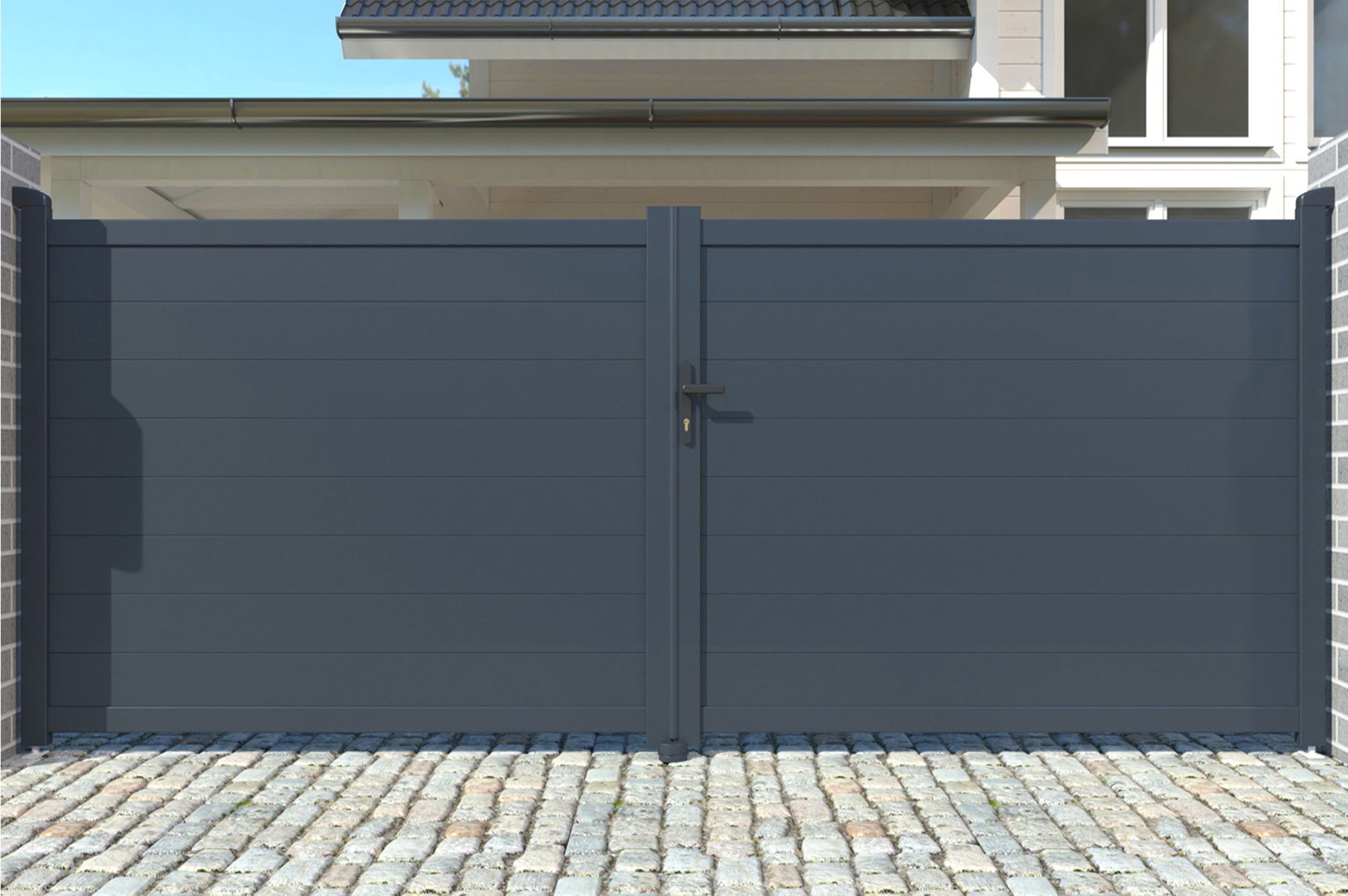 Portail battant 3m EIGER H.140cm aluminium gris - 3