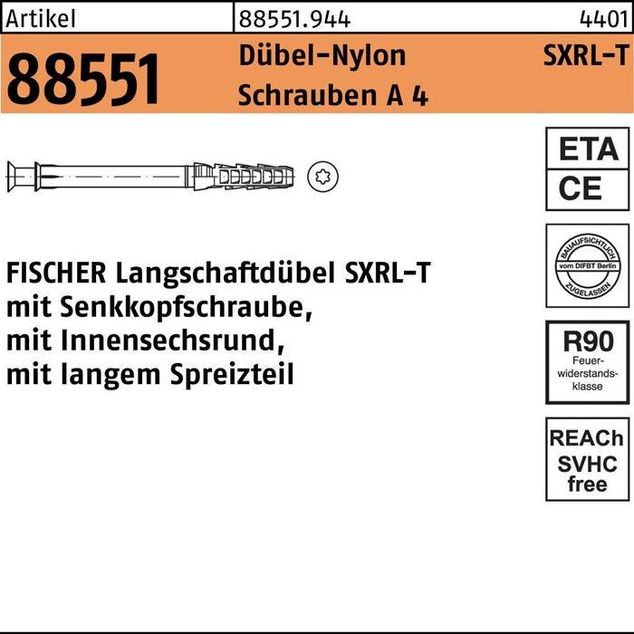 Fischer 50x Kołek długi SXRL 10 x 120 mm T Wkręt z łbem stożkowym stal nierdzewna A4 - 522711