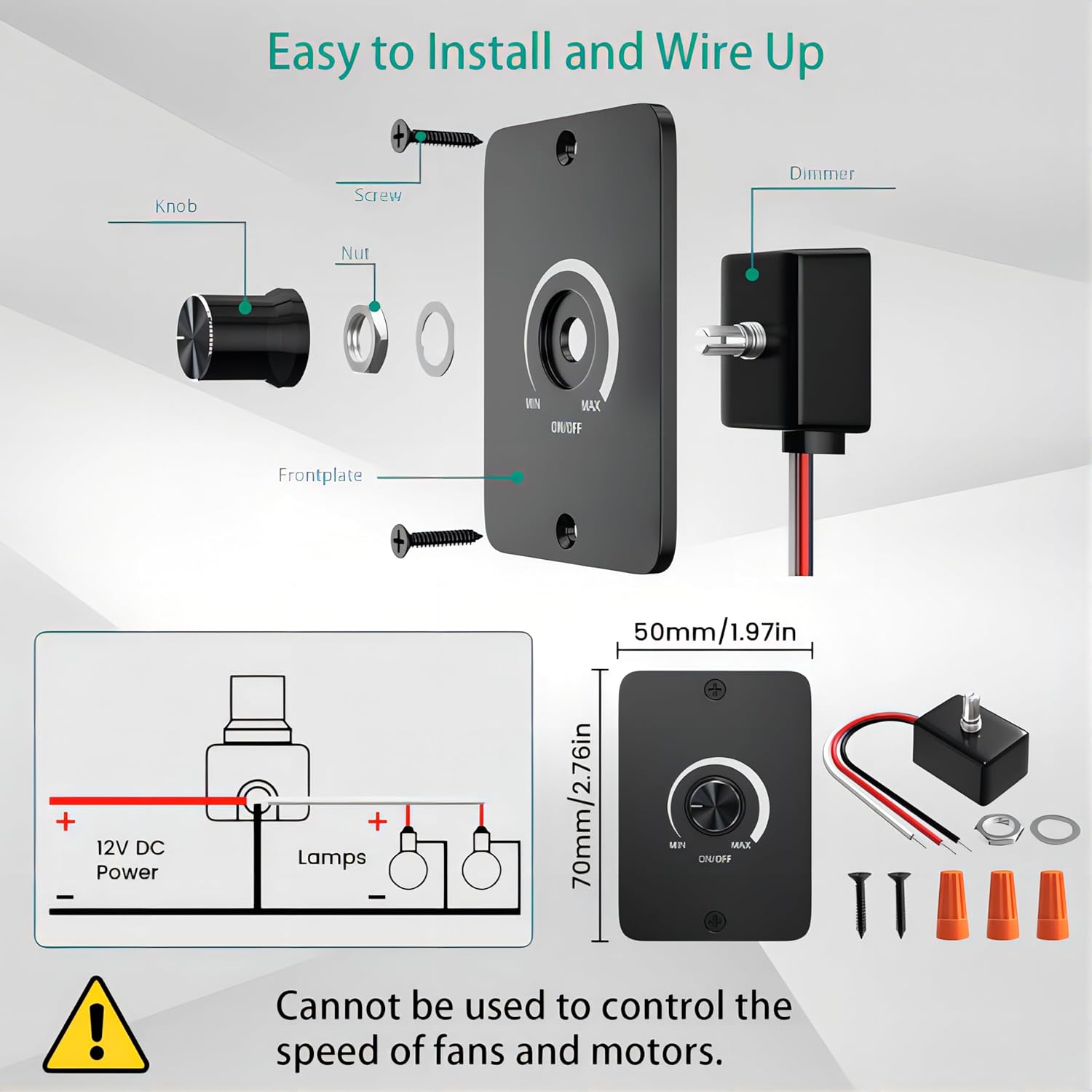 Atenuador LED PWM de 12 V CC y 5 A adecuado para vehículos recreativos, s, camiones, furgonetas y remolques de viaje. - 4