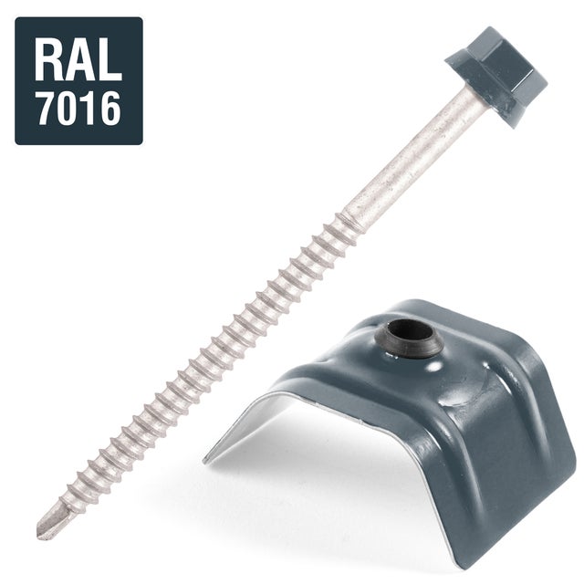 Kit 25 fixations bac acier sur bois Ø6,3 x 100 GRIS RAL7016 SCELL-IT