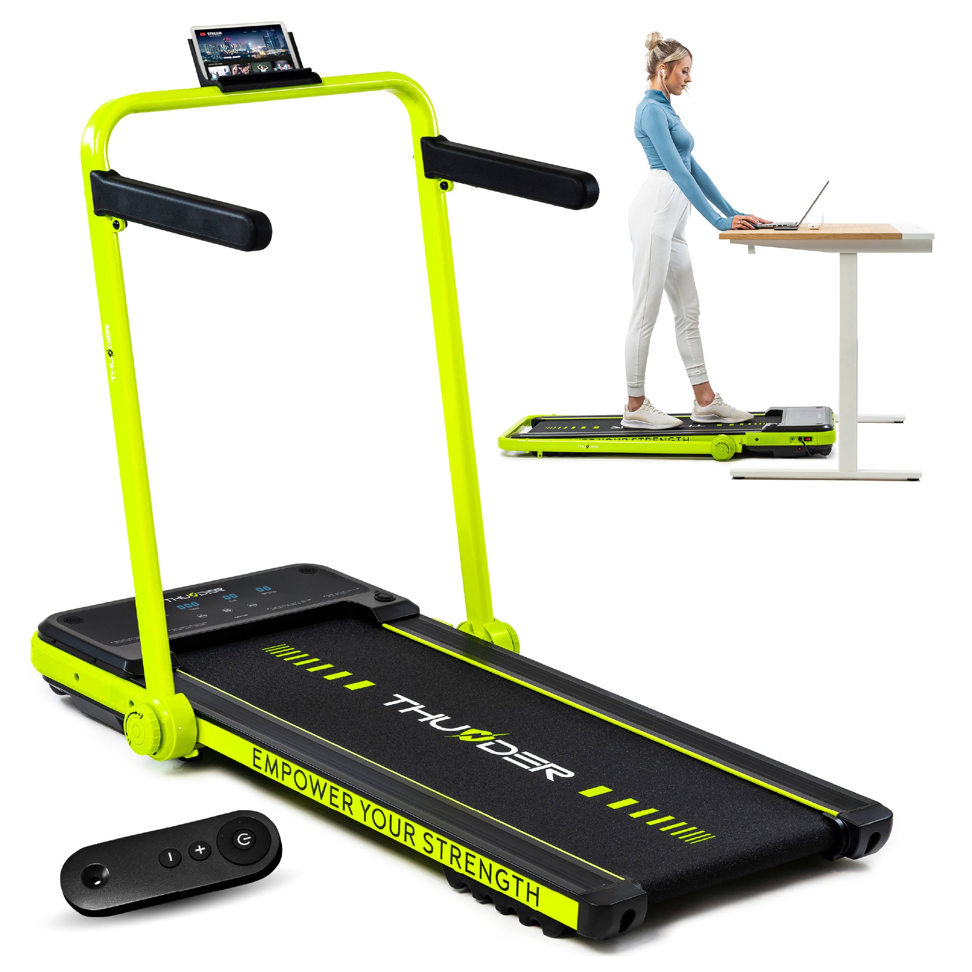 Bieżnia elektryczna THUNDER IMPACT-LIME 12km/h składana aplikacja pilot LCD 130kg