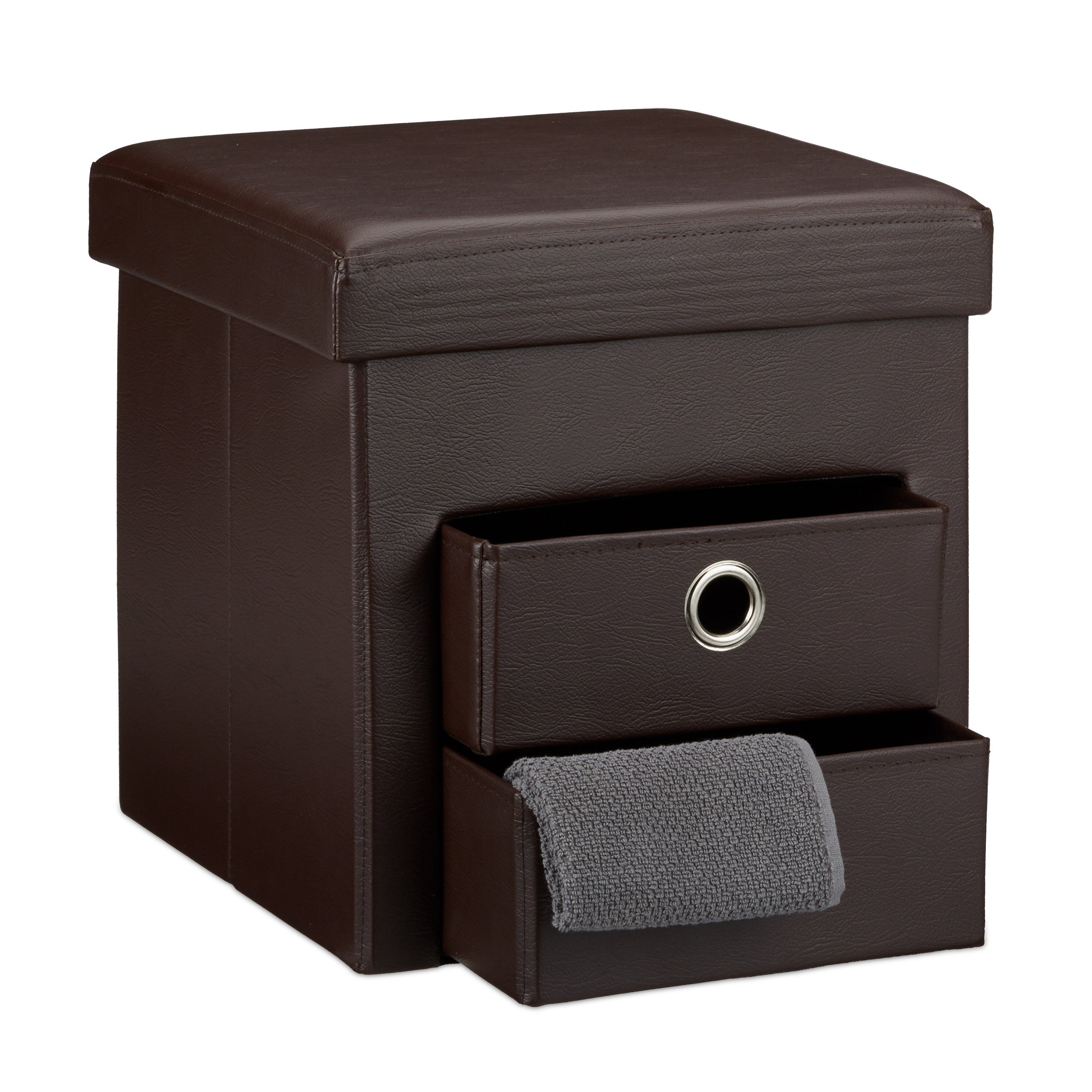 Maka Pouf Contenitore Poggiapiedi Divano Cubo Portaoggetti Salotto Camera Letto Tavolino Soggiorno Eco Imbottito Salvaspazio 38x76x38 Doppio Beige 90463355