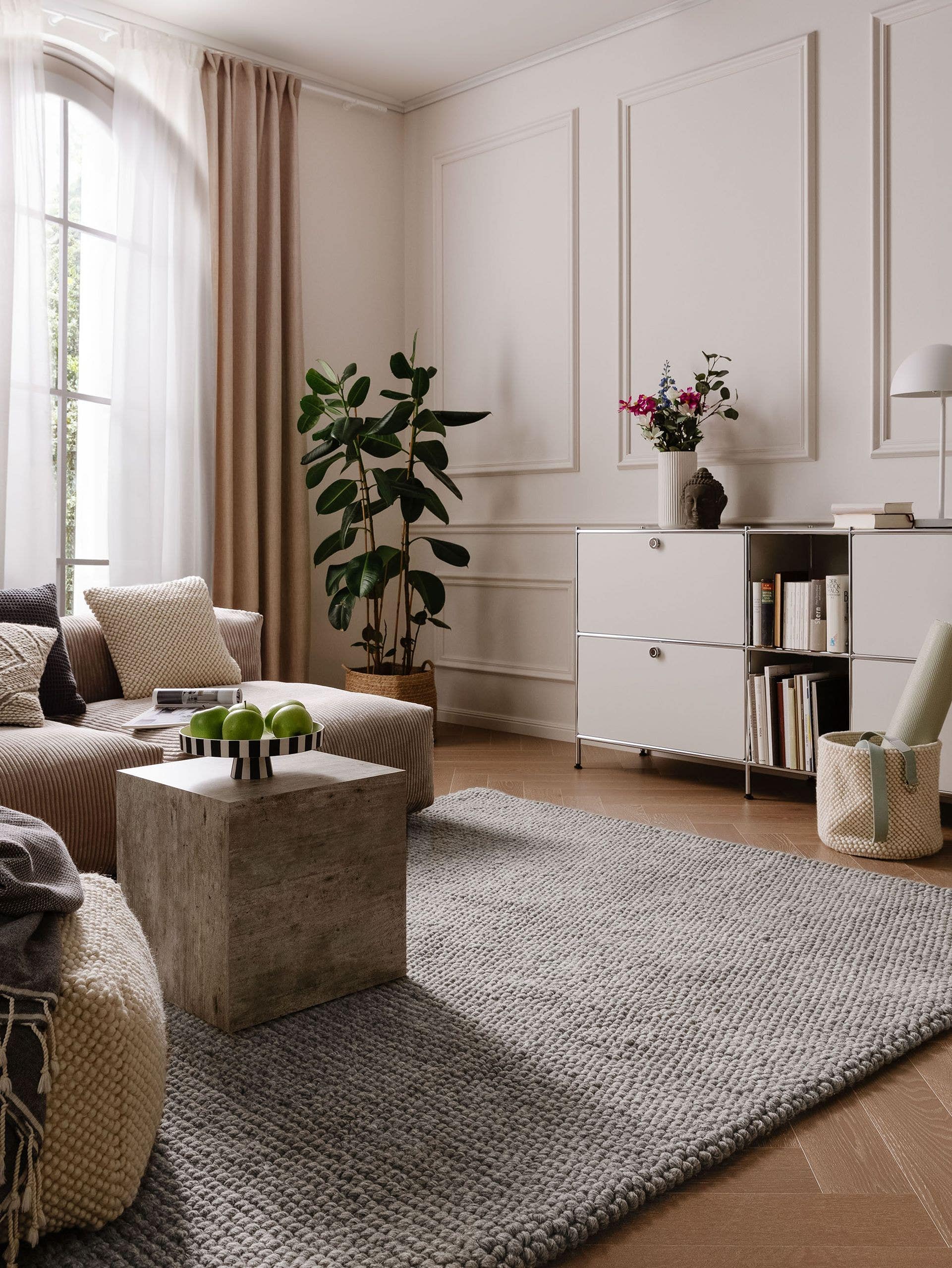 BENUTA - Tapis de laine Beads gris 160x230 cm - 2