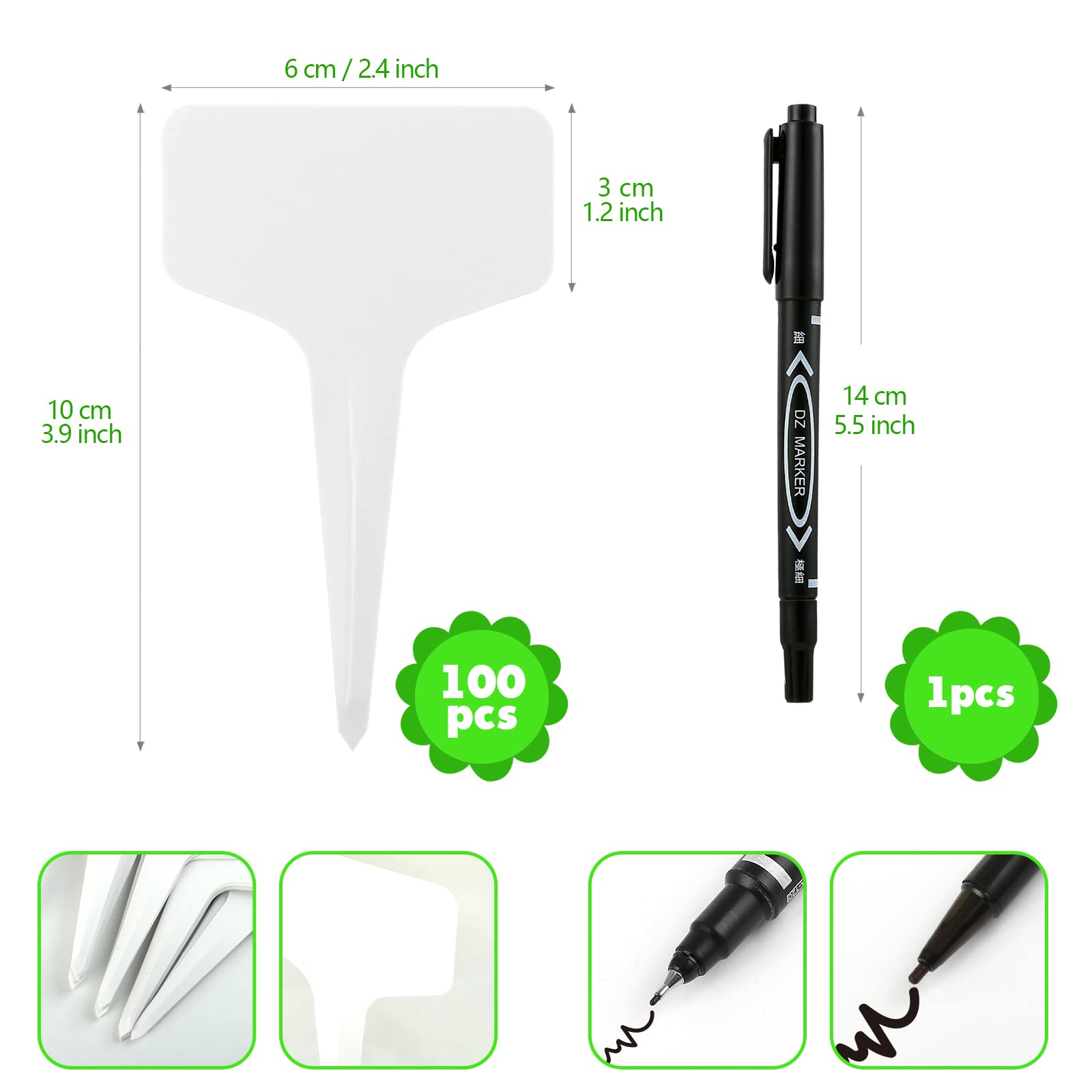200 pièces Etiquette Jardin Exterieur Marqueurs en Plastique de Plantes Type T Plastique Etiquette Potager avec Stylo étanche Etiquetage Réutilisable - 2