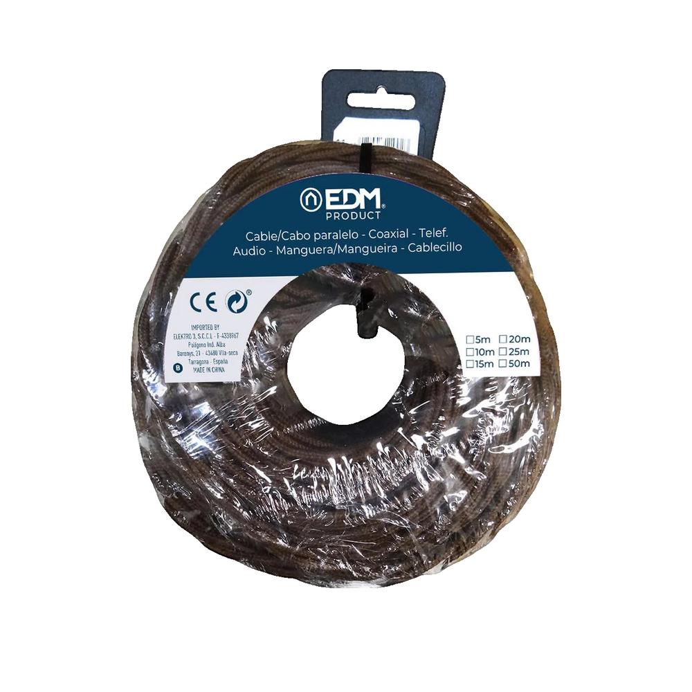 Edm Paralelo Textil Trenzado 3X1,5Mm Marron 25M , Leroy Merlin