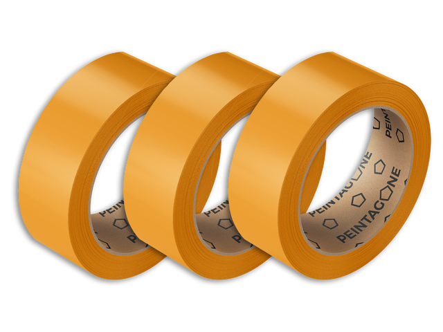 Lot de 3 rubans de masquage GOLD pour surfaces stables (lisses ou légèrement rugueuses) - 38 mm x 50 m - PEINTAGONE