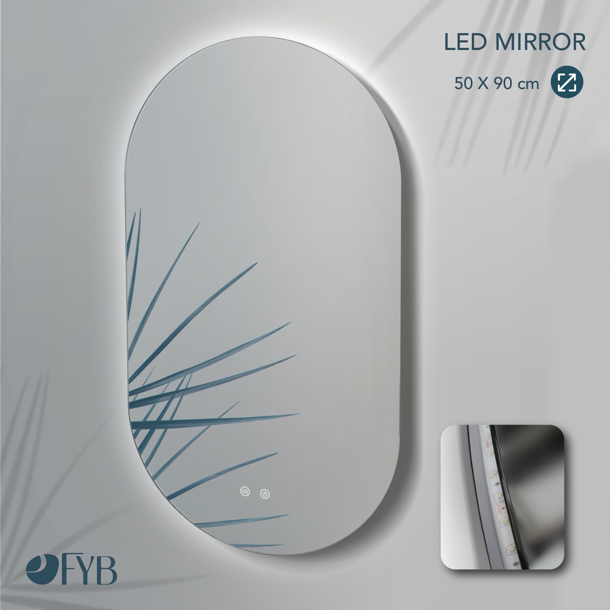 Feel Your Bath, Meuble De Salle De Bain PANTER Marron 80 cm, 2 Tiroirs, Vasque Céramique Intégrée Et Miroir Ovale LED Antibuée - 4