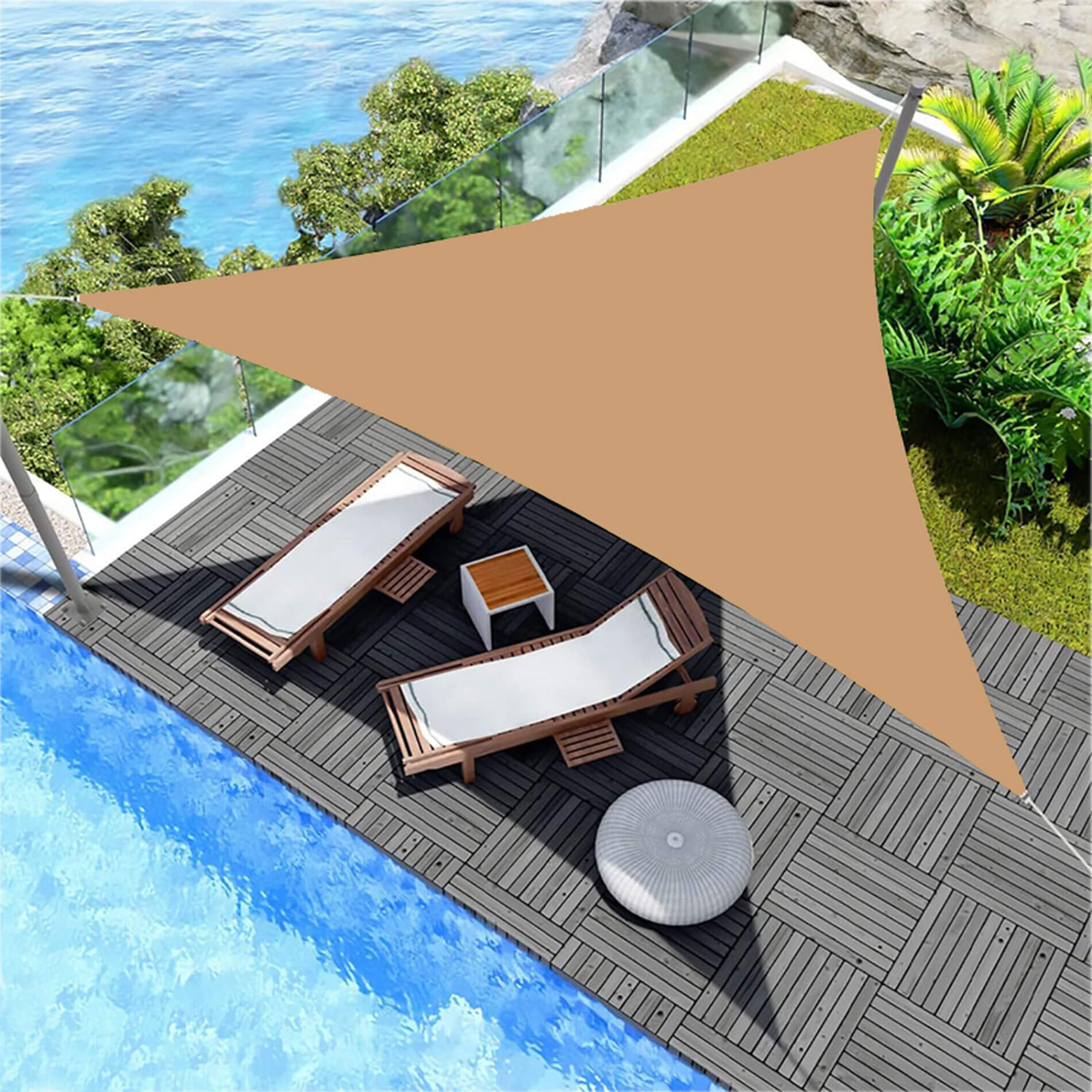 Voile d'ombrage Rebecca Mobili Rhus 300x300x300 Polyester Imperméable Acier Beige Foncé - 2