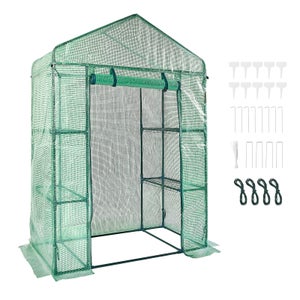 VOUNOT® Serre de jardin avec étagères 143x143x195cm vert - bâche