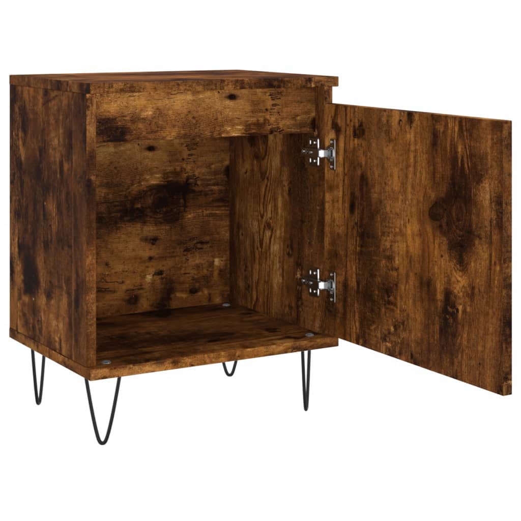 Table de chevet chêne fumé 40x30x50 cm bois d'ingénierie - 5
