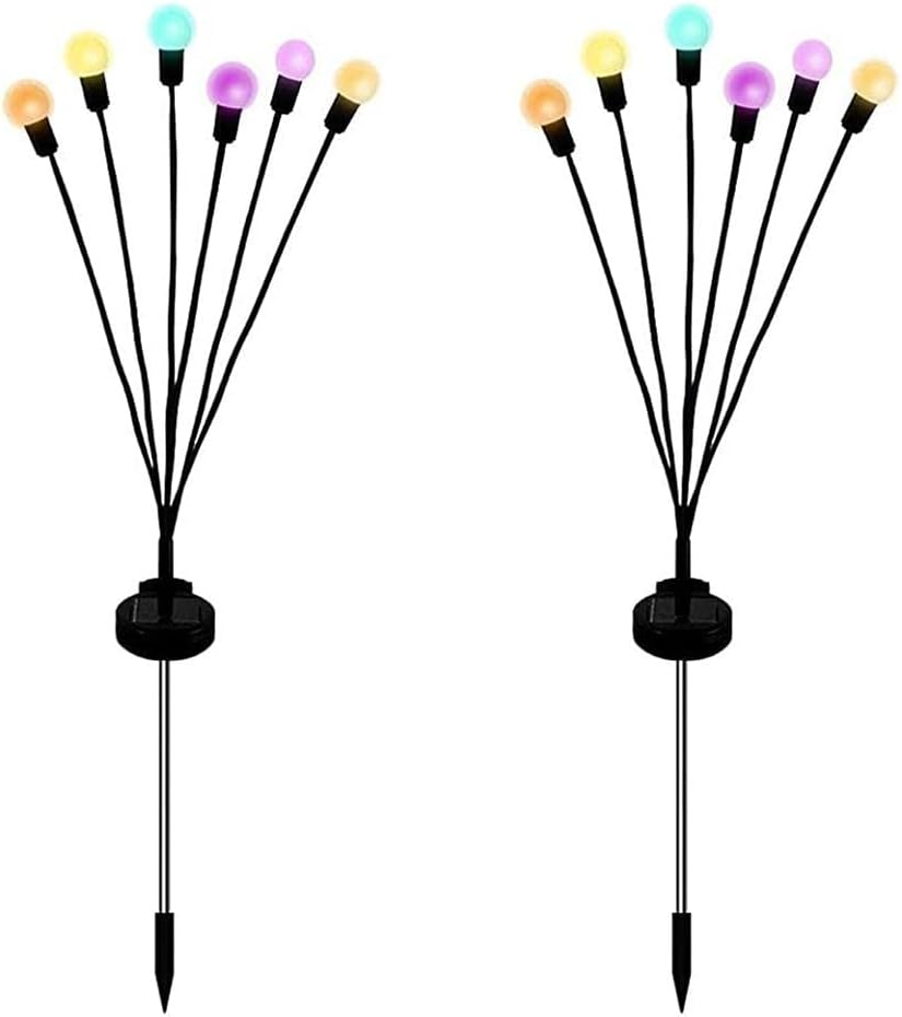 Lampa solarna 6 świateł, stałe światło, zmienna długość światła, 75 cm2, para wodoodpornych, zewnętrznych, dekoracyjnych lampek świetlikowych