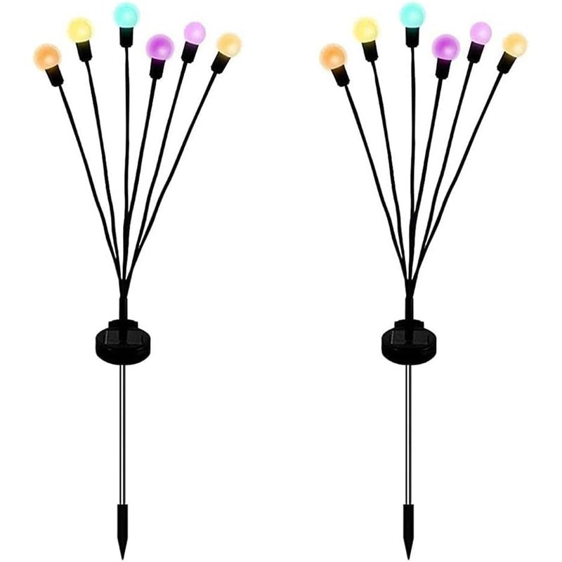 Lampa solarna 6 świateł, stałe światło, zmienna długość światła, 75 cm2, para wodoodpornych, zewnętrznych, dekoracyjnych lampek świetlikowych