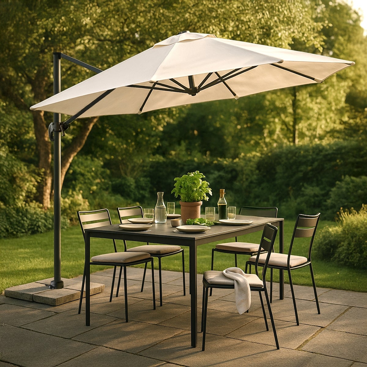 Parasol de jardin déporté 3 mètres en aluminium Paradise - 2