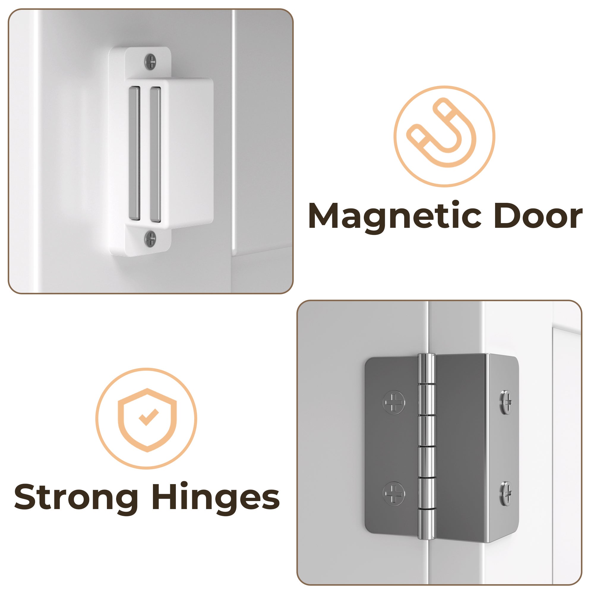 Bealife Mobile Colonna per Bagno con Ripiano con Piedistallo, Armadio Alto a 2 Ante, 1 Cassetto, 1 Ripiano Aperto e Ripiano Regolabile - 4