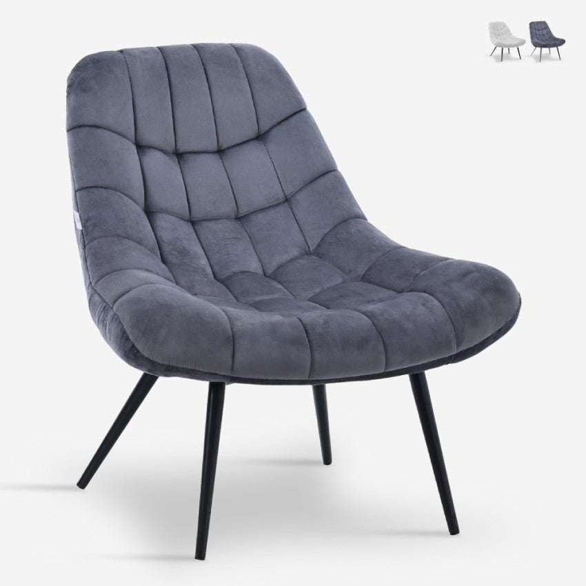 Poltrona Moderna Imbottita Con Cuscino Lombare - Sedia Relax Per Soggiorno, Gambe In Legno, Design Comodo Per Lettura E TV, Bianco/Naturale - 8